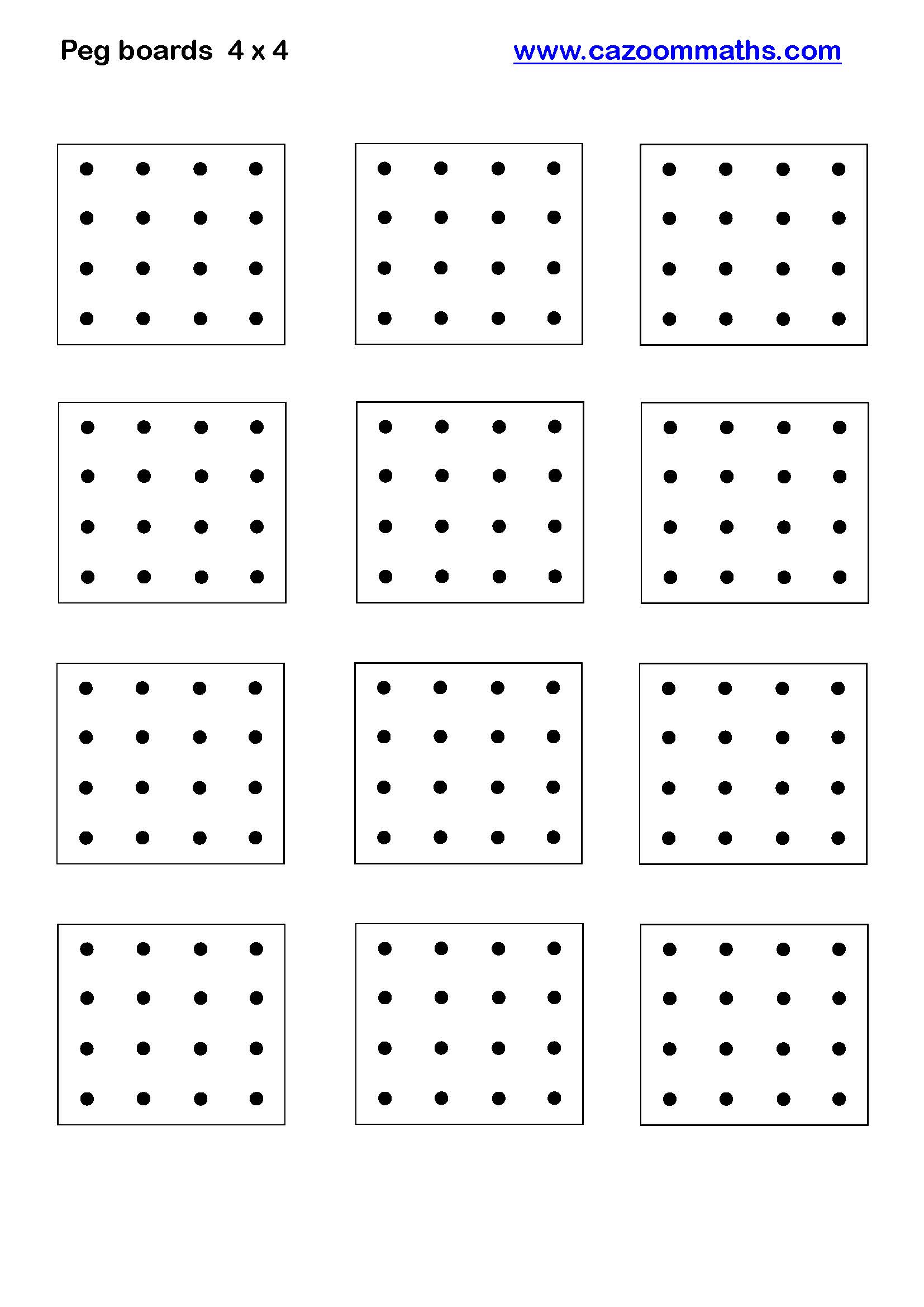 Cazoom Maths Teaching Resources Peg Boards 4 X 4