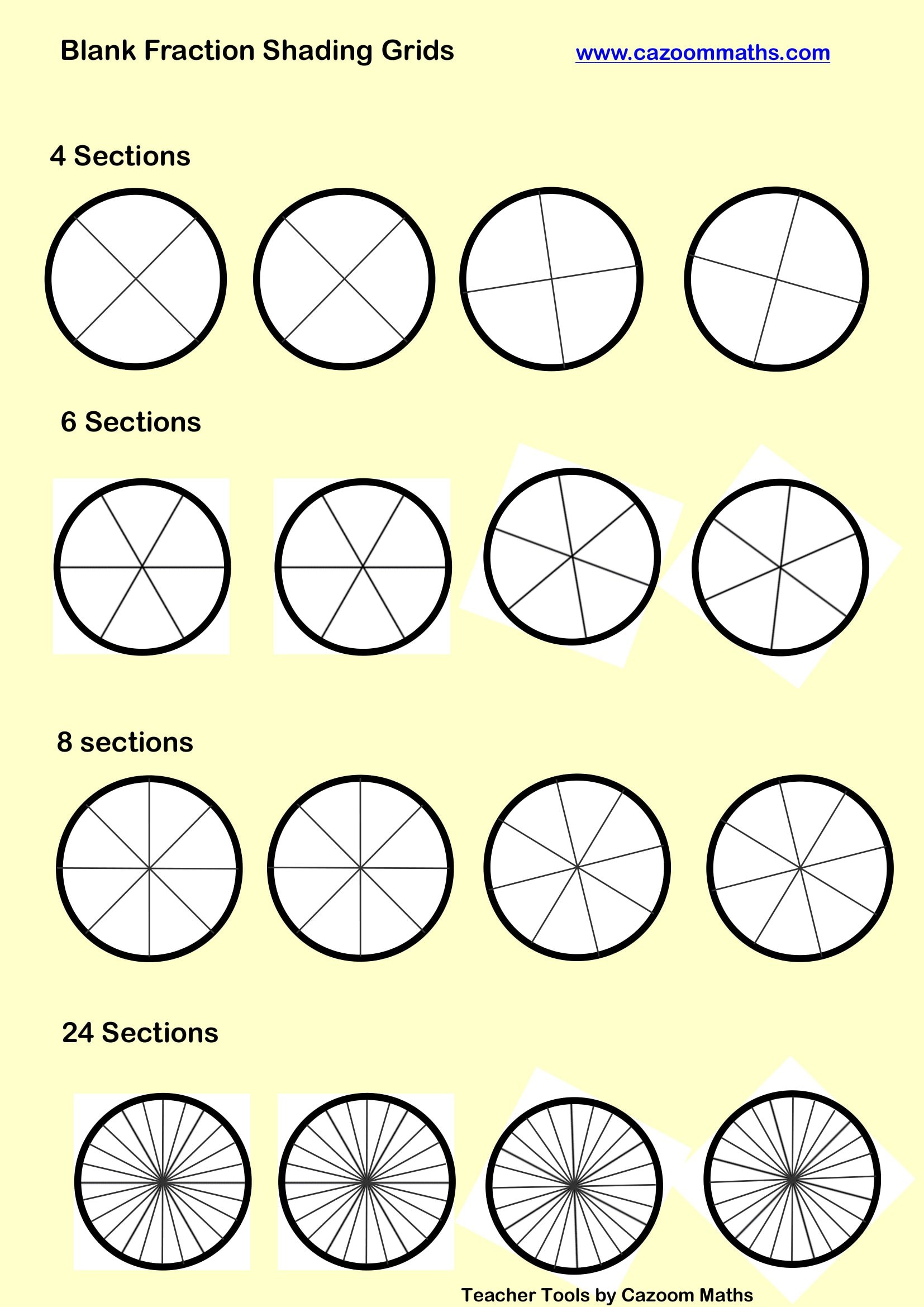 Cazoom Maths Teaching Tools Blank Fraction Shading Grids 3