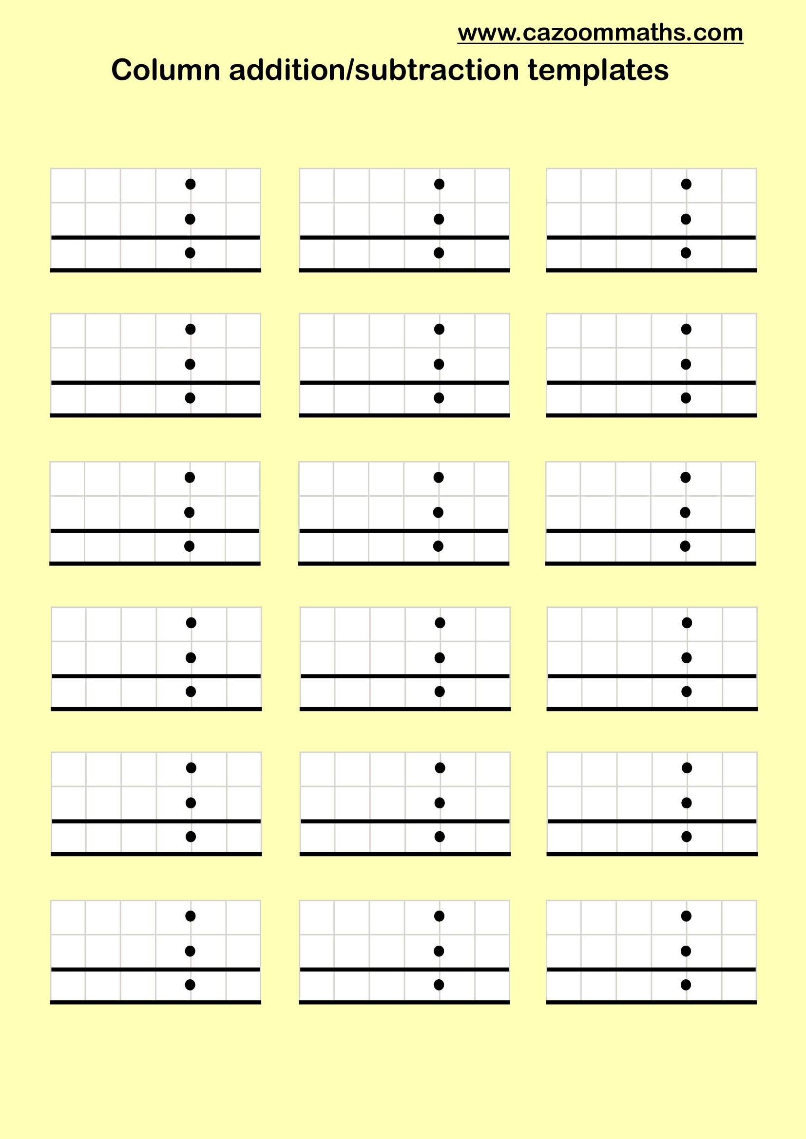 Cazoom Maths Teaching Tools Money Addition Column Templates