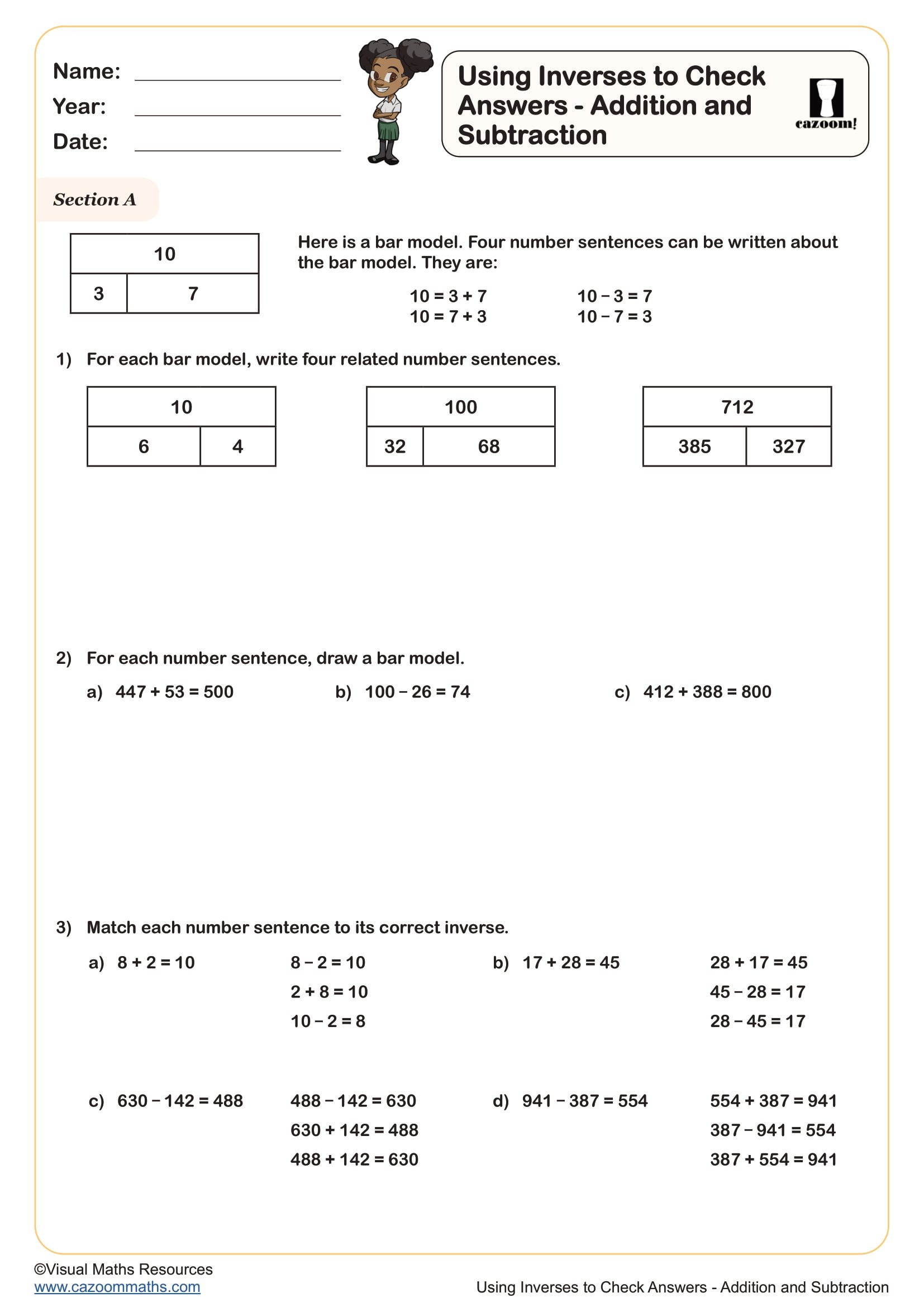 Preview of Using Inverses to Check Answers Addition and Subtraction