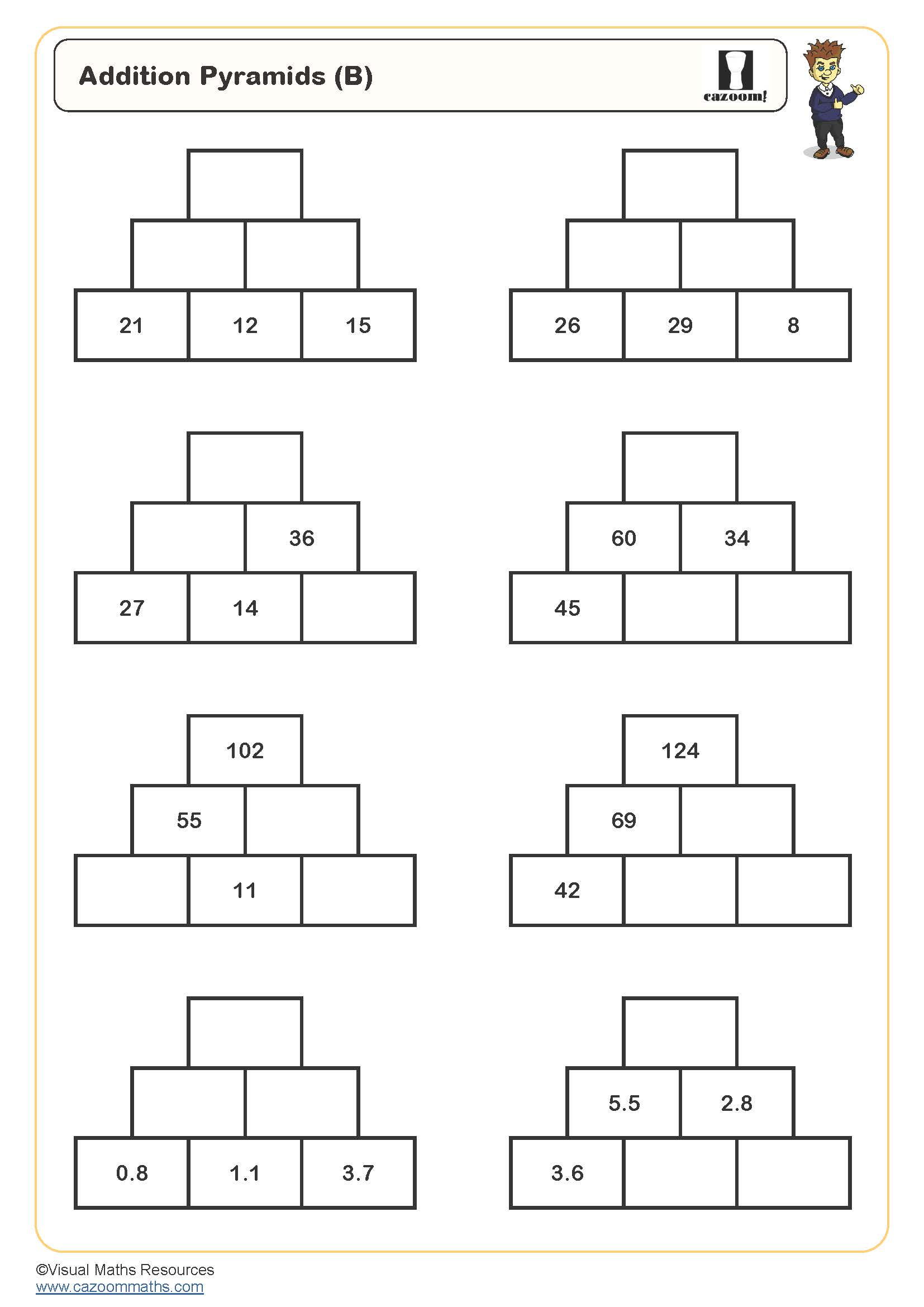 Preview of Addition Pyramids (B)