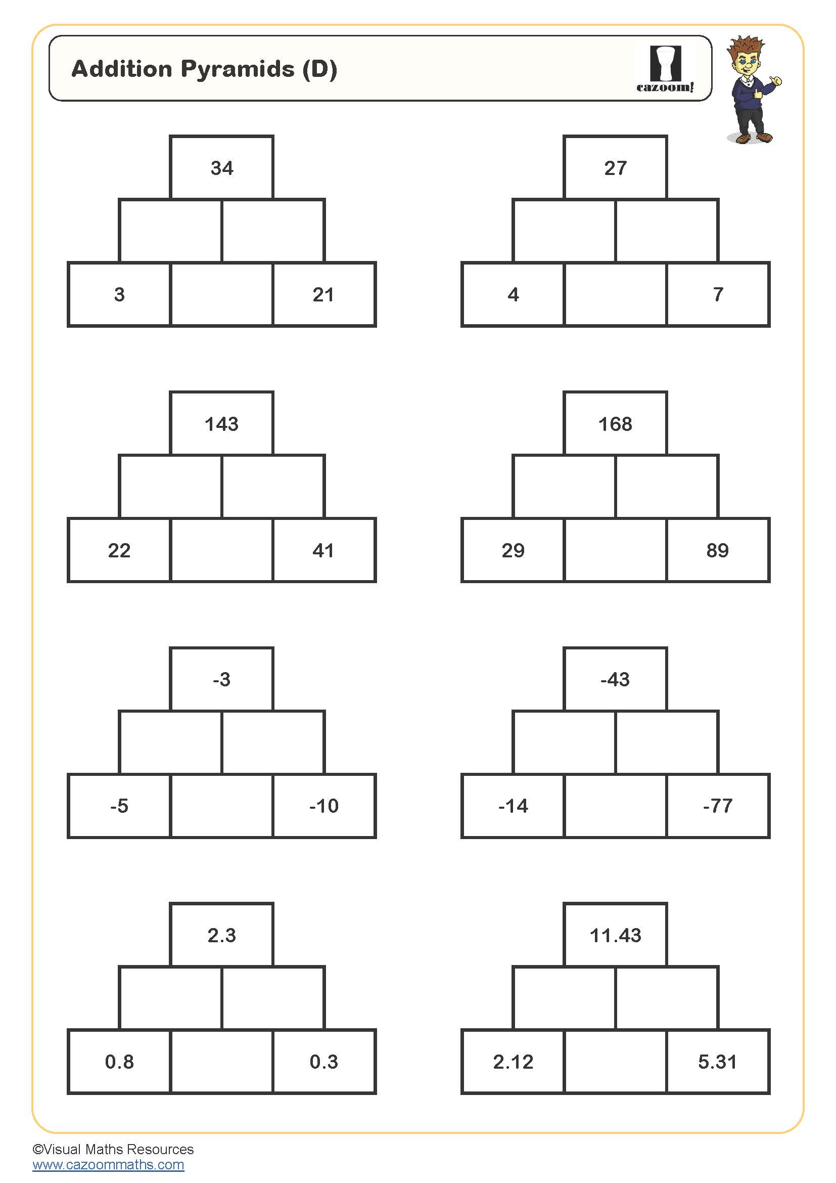 Preview of Addition Pyramids (D)