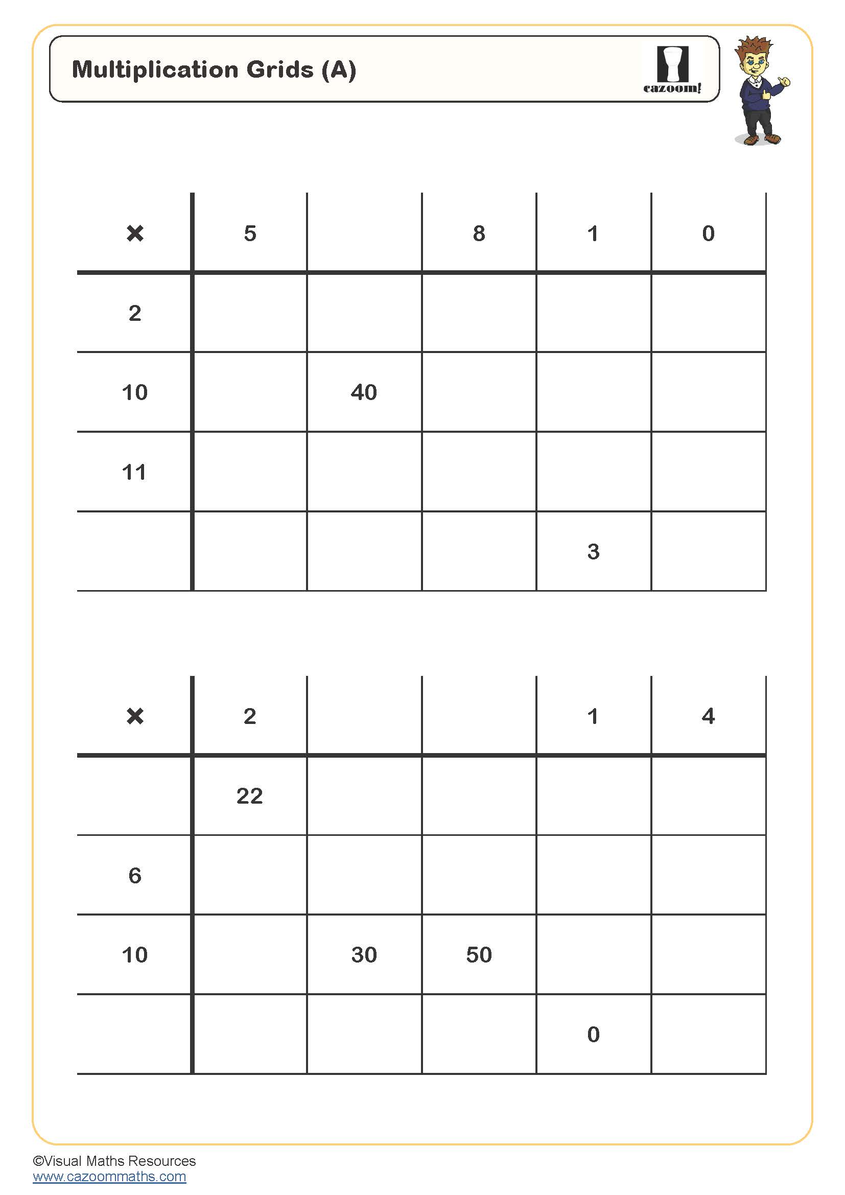 Preview of Multiplication Grids (A)
