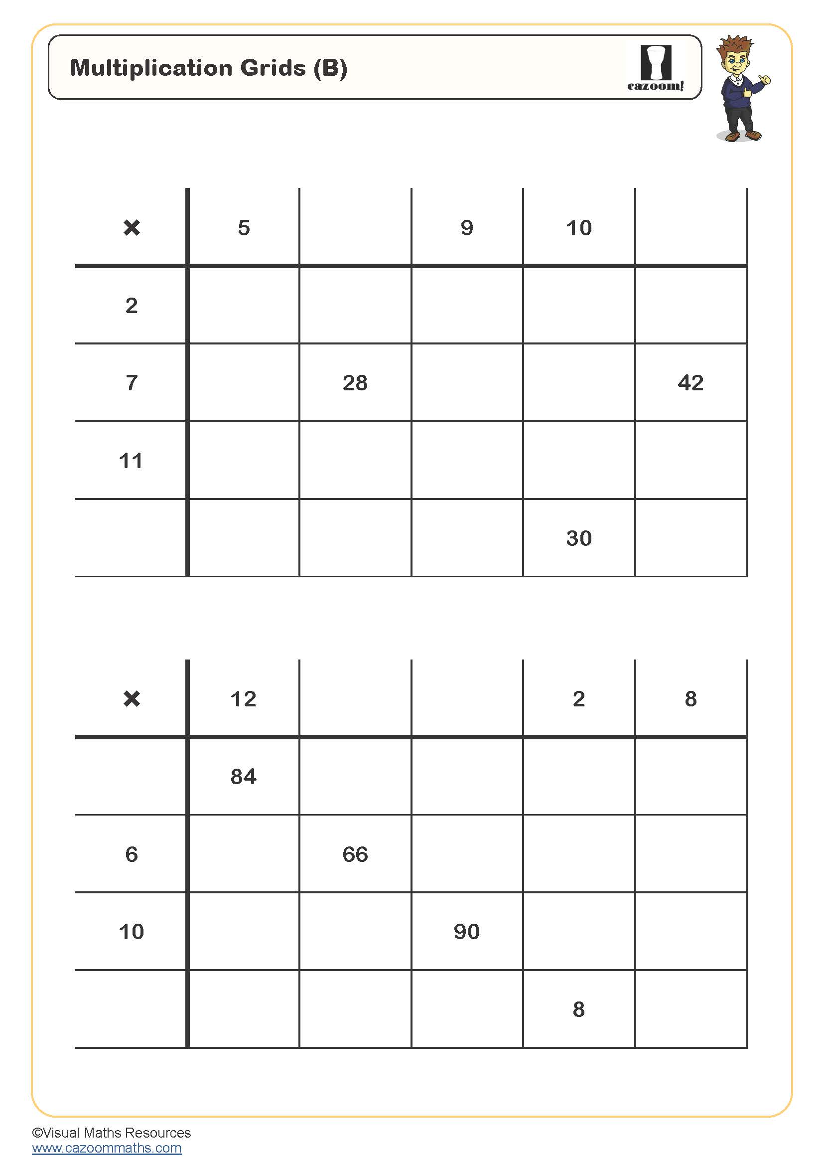 Preview of Multiplication Grids (B)