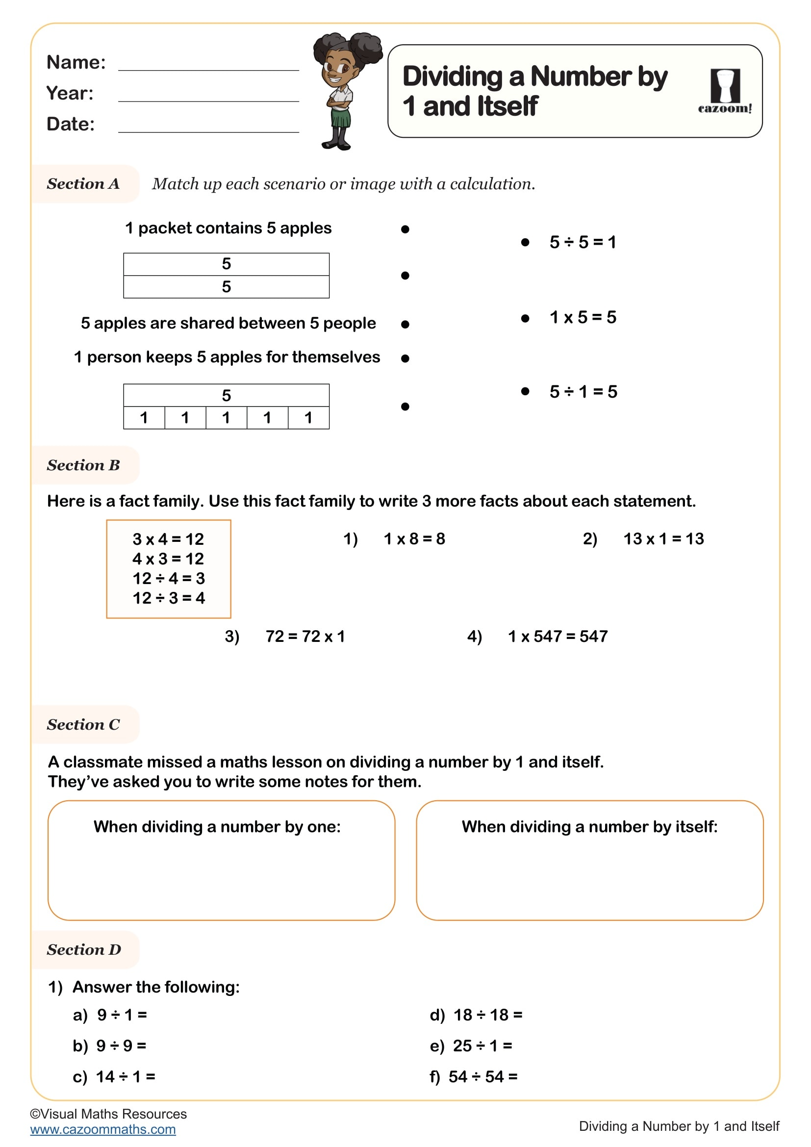 Preview of Dividing a Number by 1 and Itself