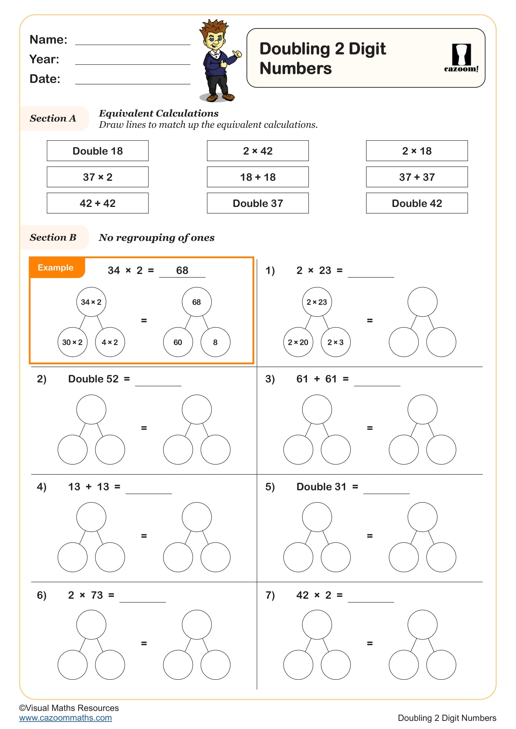 Preview of Doubling 2 Digit Numbers