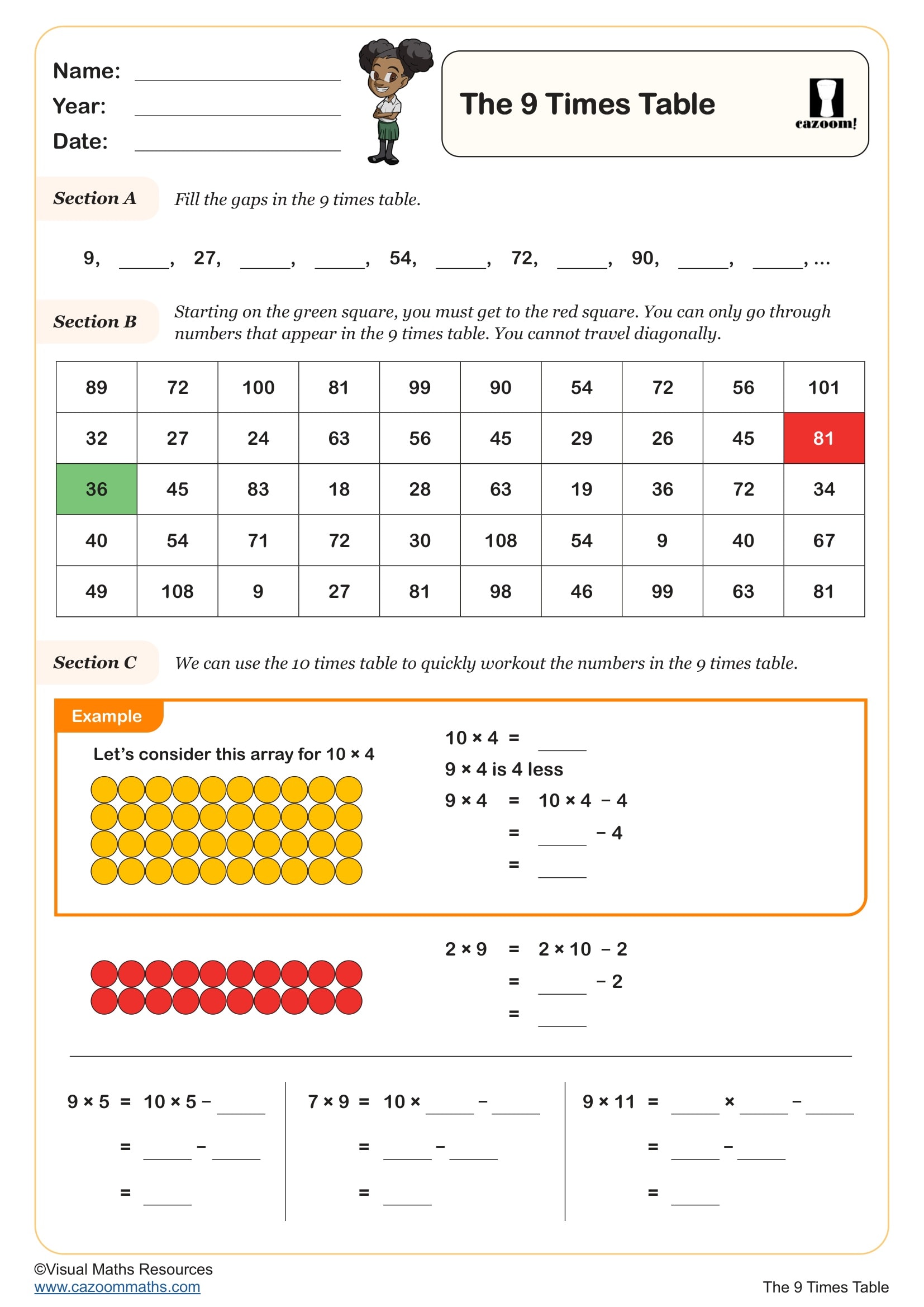 Preview of The 9 Times Table