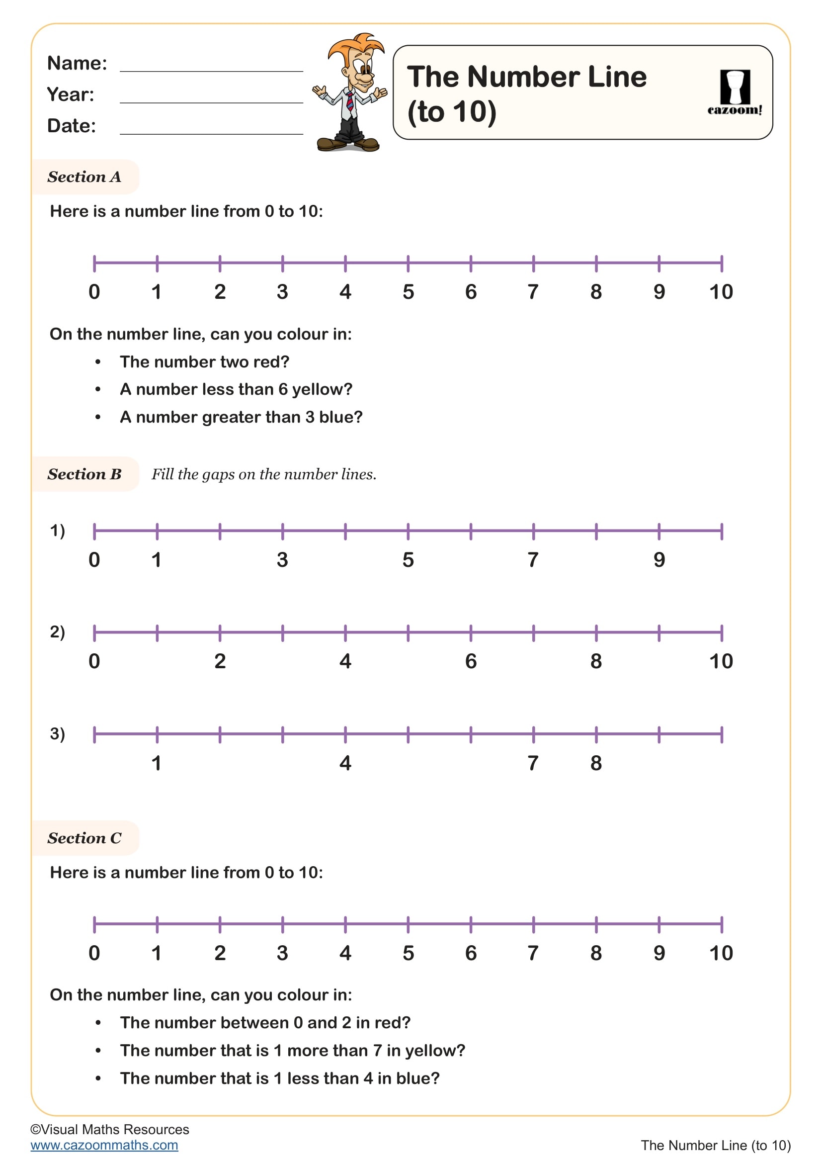 Preview of The Number Line (to 10)