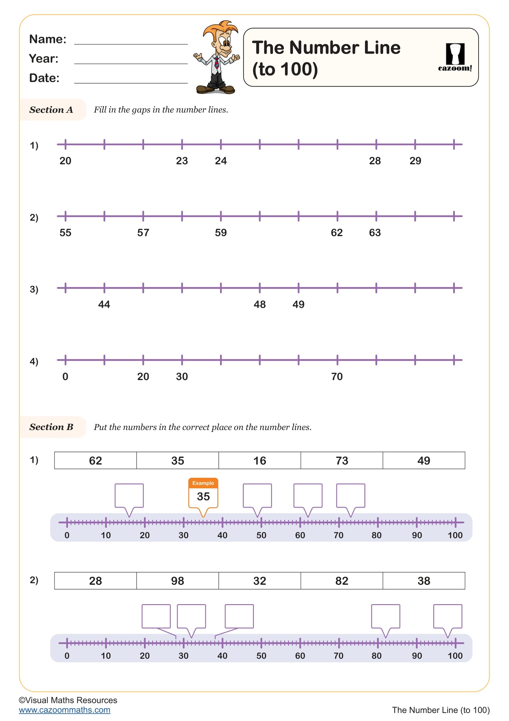 Preview of The Number Line (to 100)