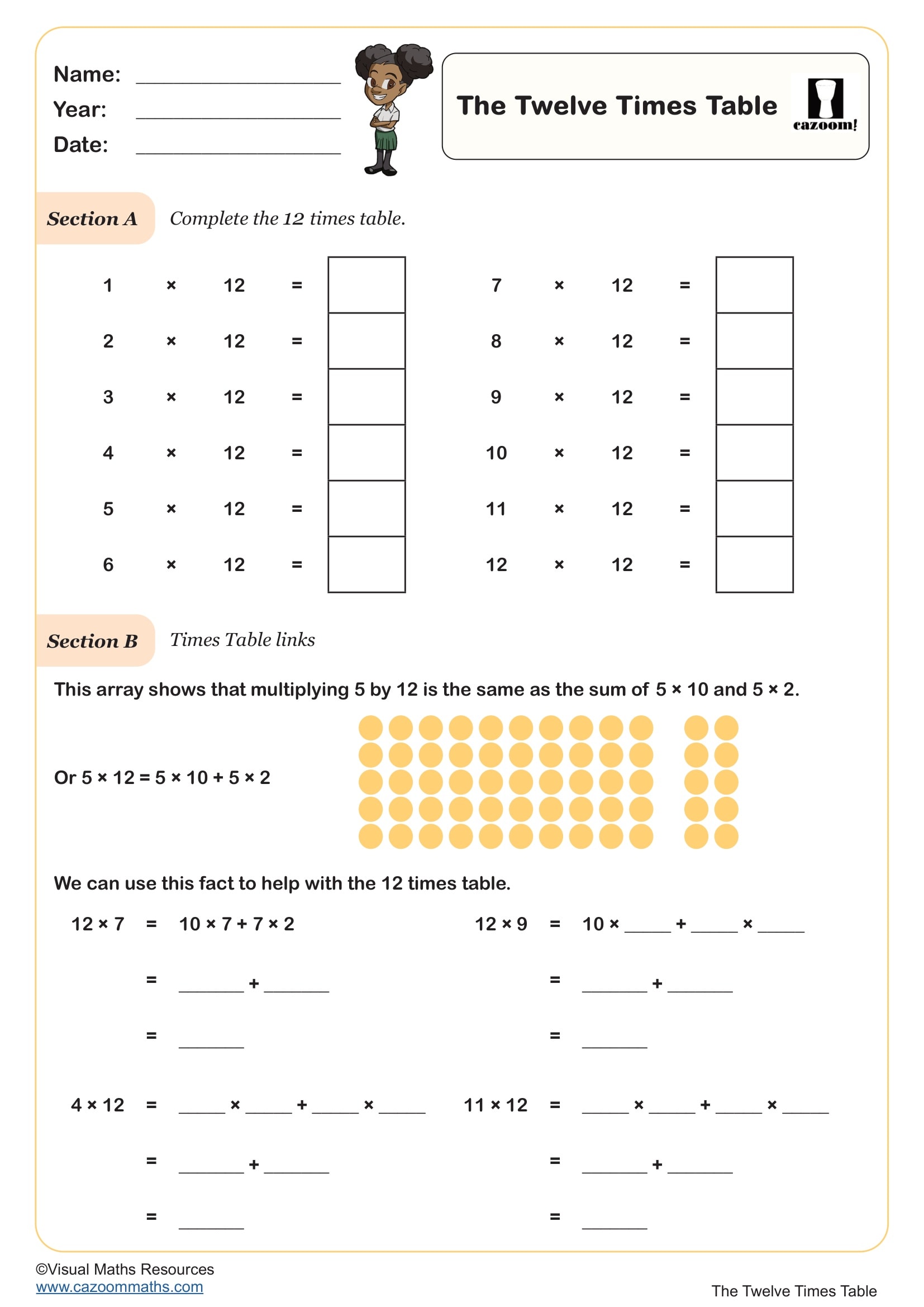 Preview of The 12 Times Table