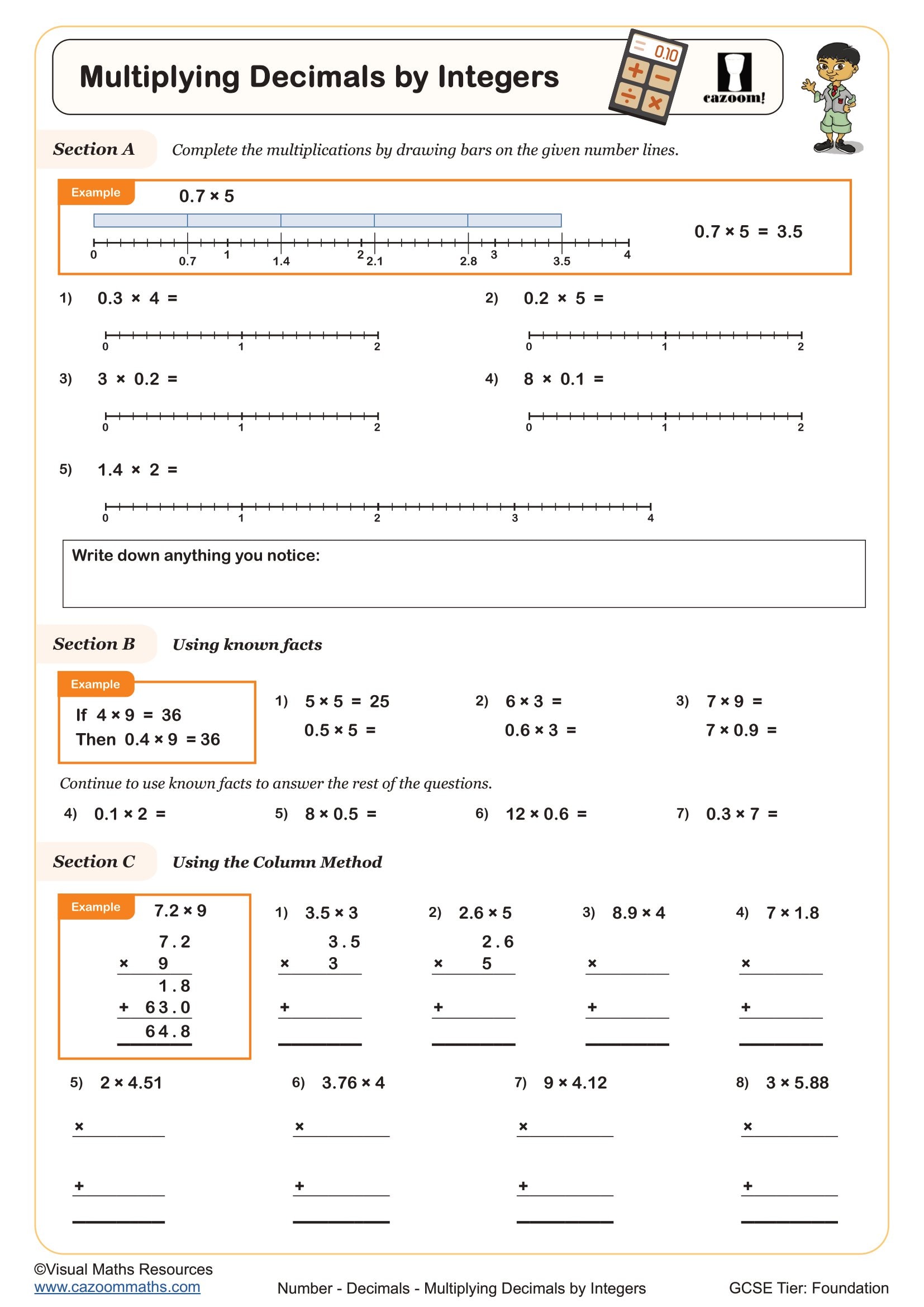 Preview of Multiply Decimals by Integers
