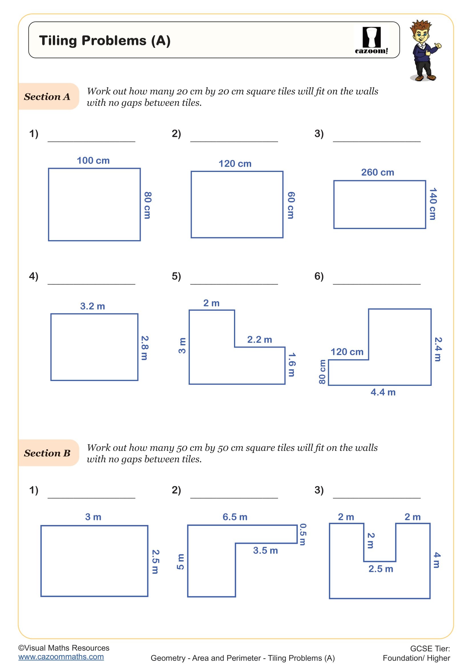 Cazoom Maths Tiling Problems 28A29 QUESTIONS