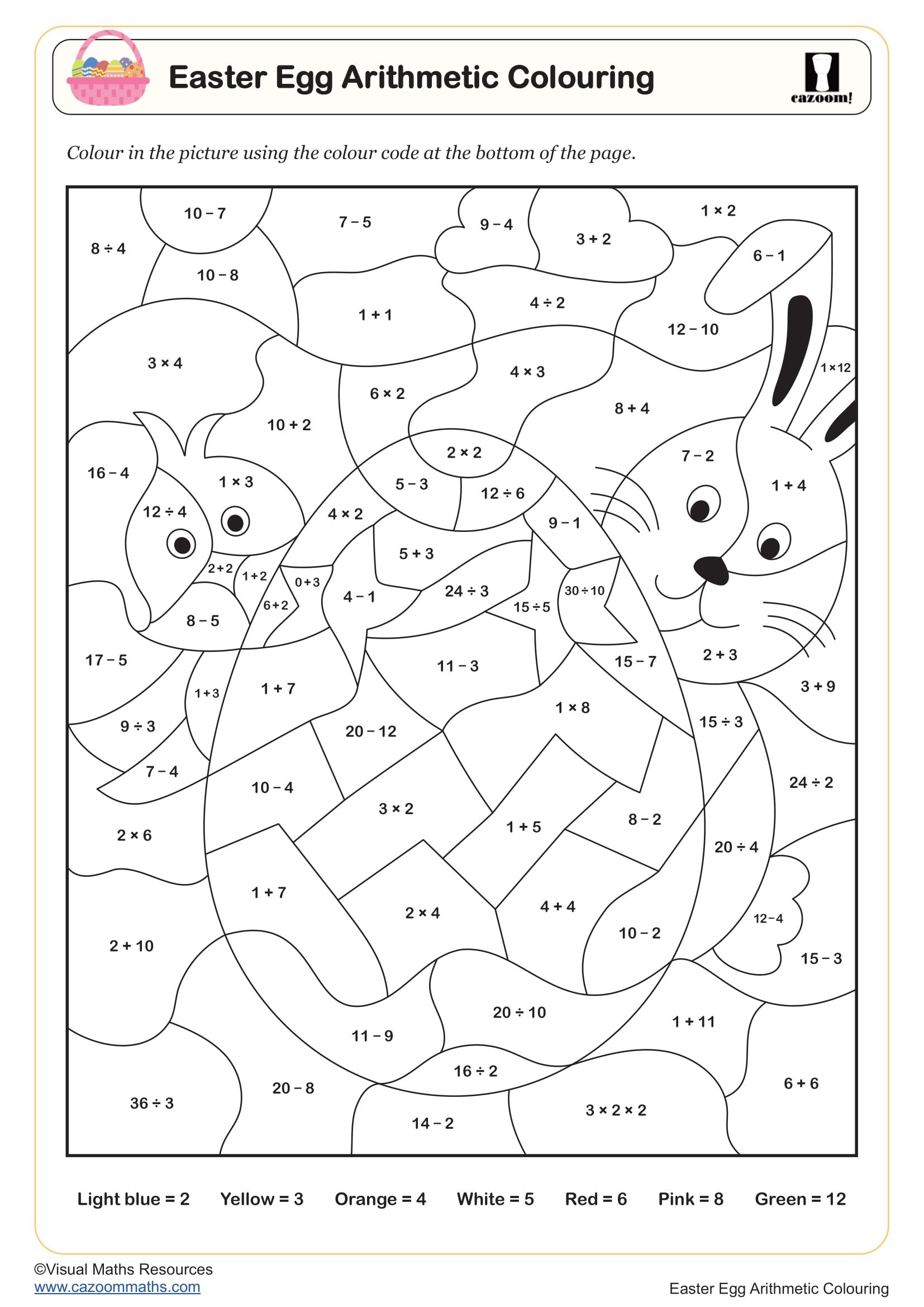 Easter Egg Arithmetic Colouring