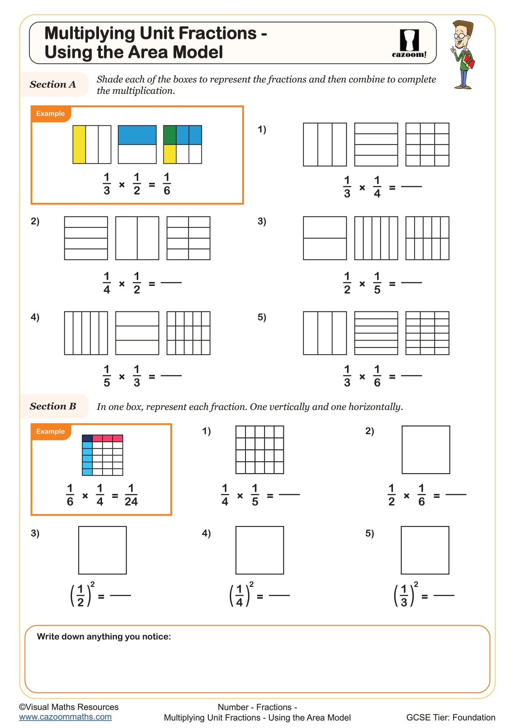 Preview of Multiplying Unit Fractions - Using the Area Model