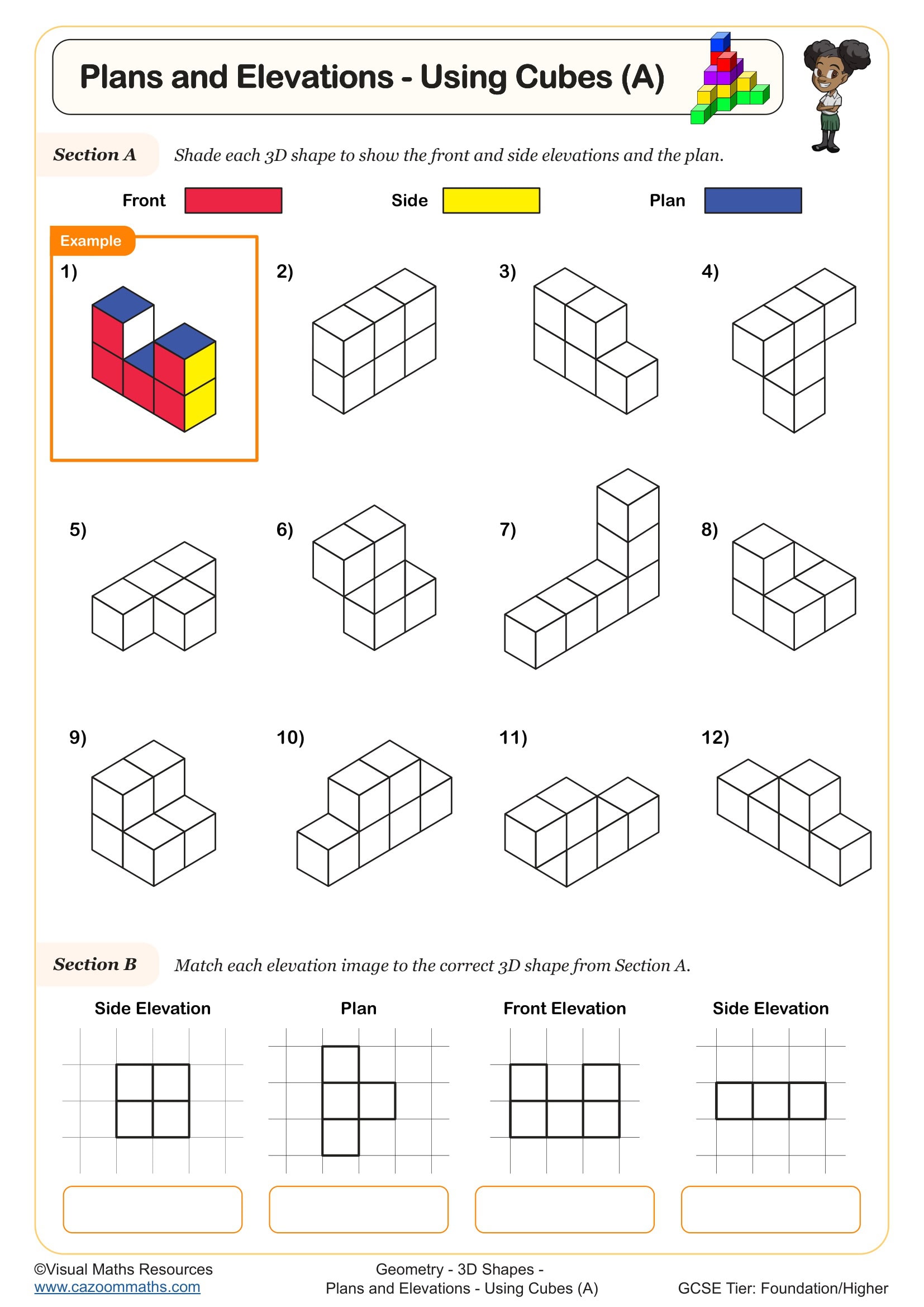 Preview of Plan and Elevations - Using Cubes (A)