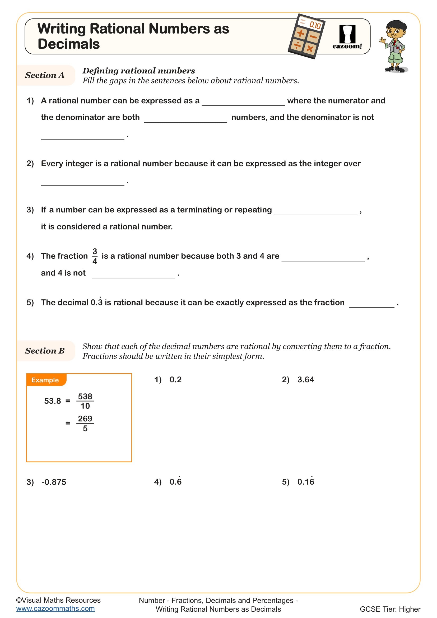 Preview of Writing Rational Numbers as Decimals