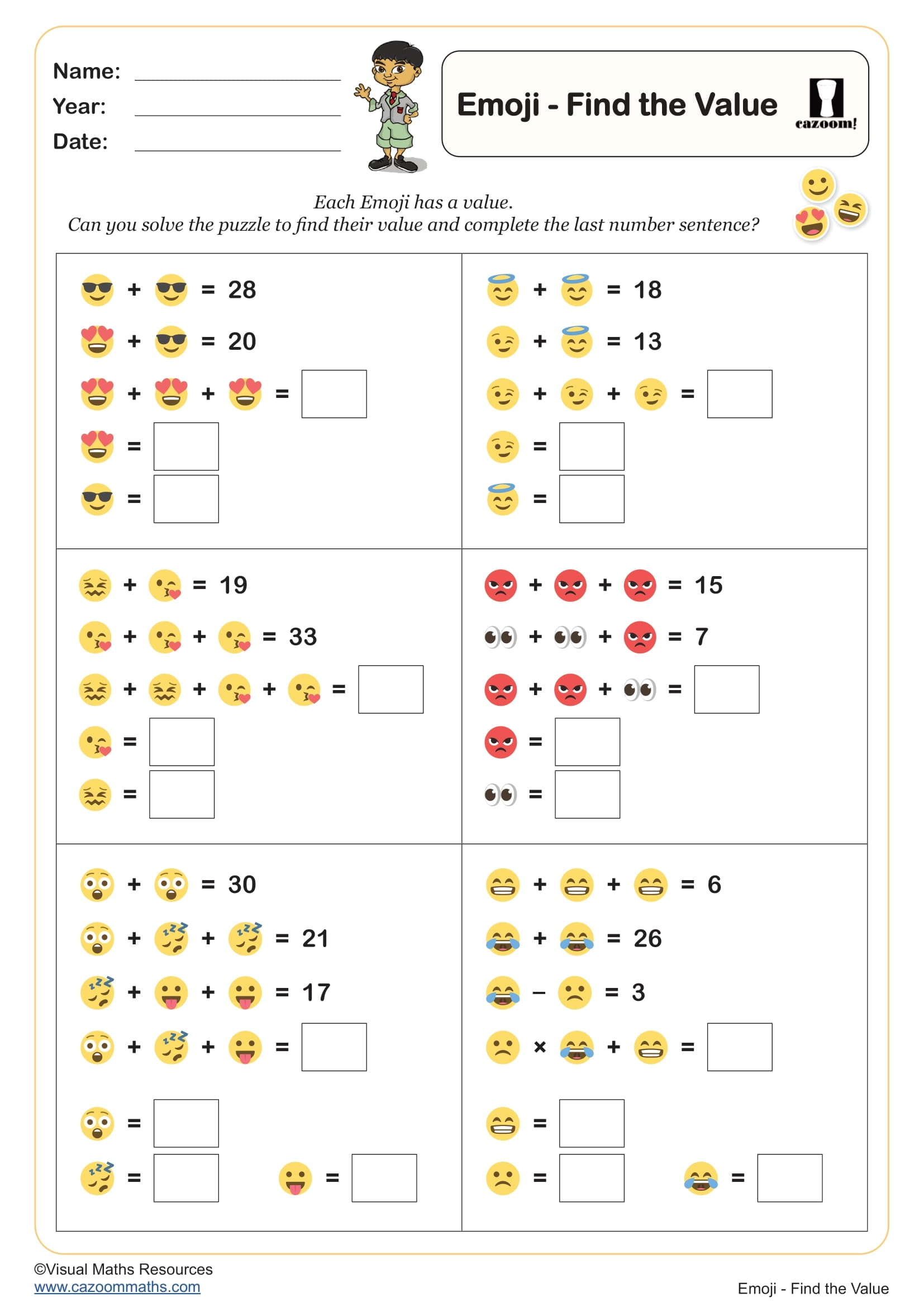 Preview of Emoji - Find the Value