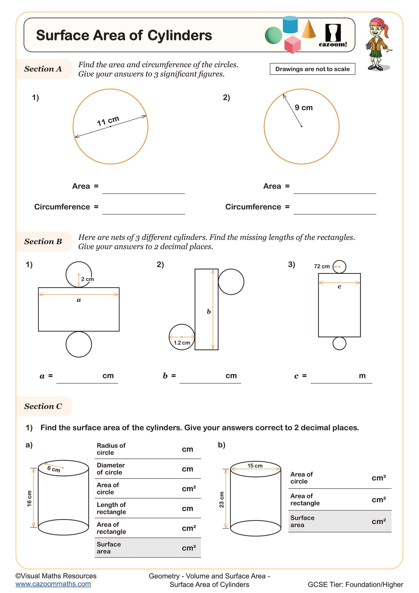 Preview of Surface Area of Cylinders