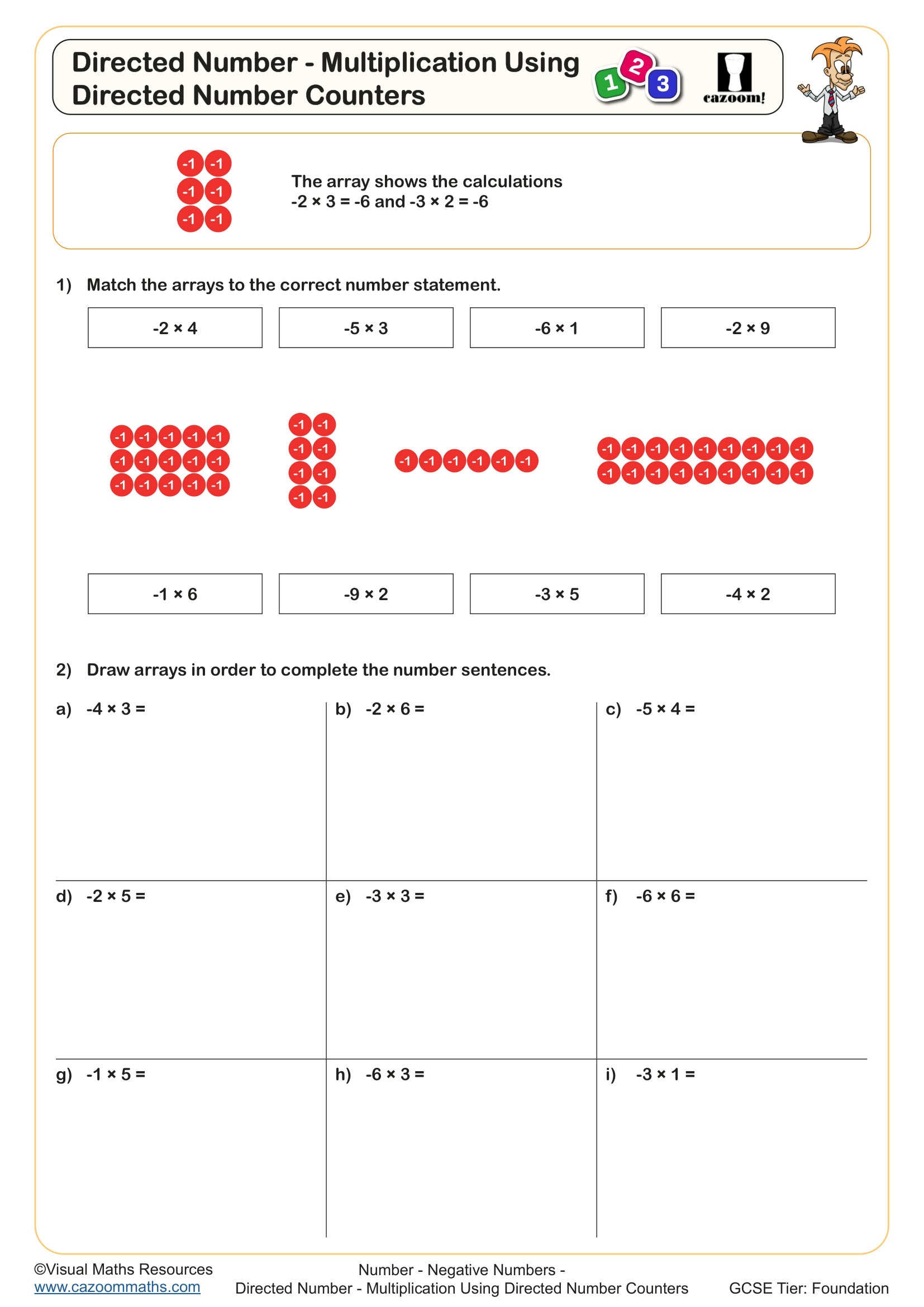 Preview of Directed Number - Multiplication Using Directed Number Counters
