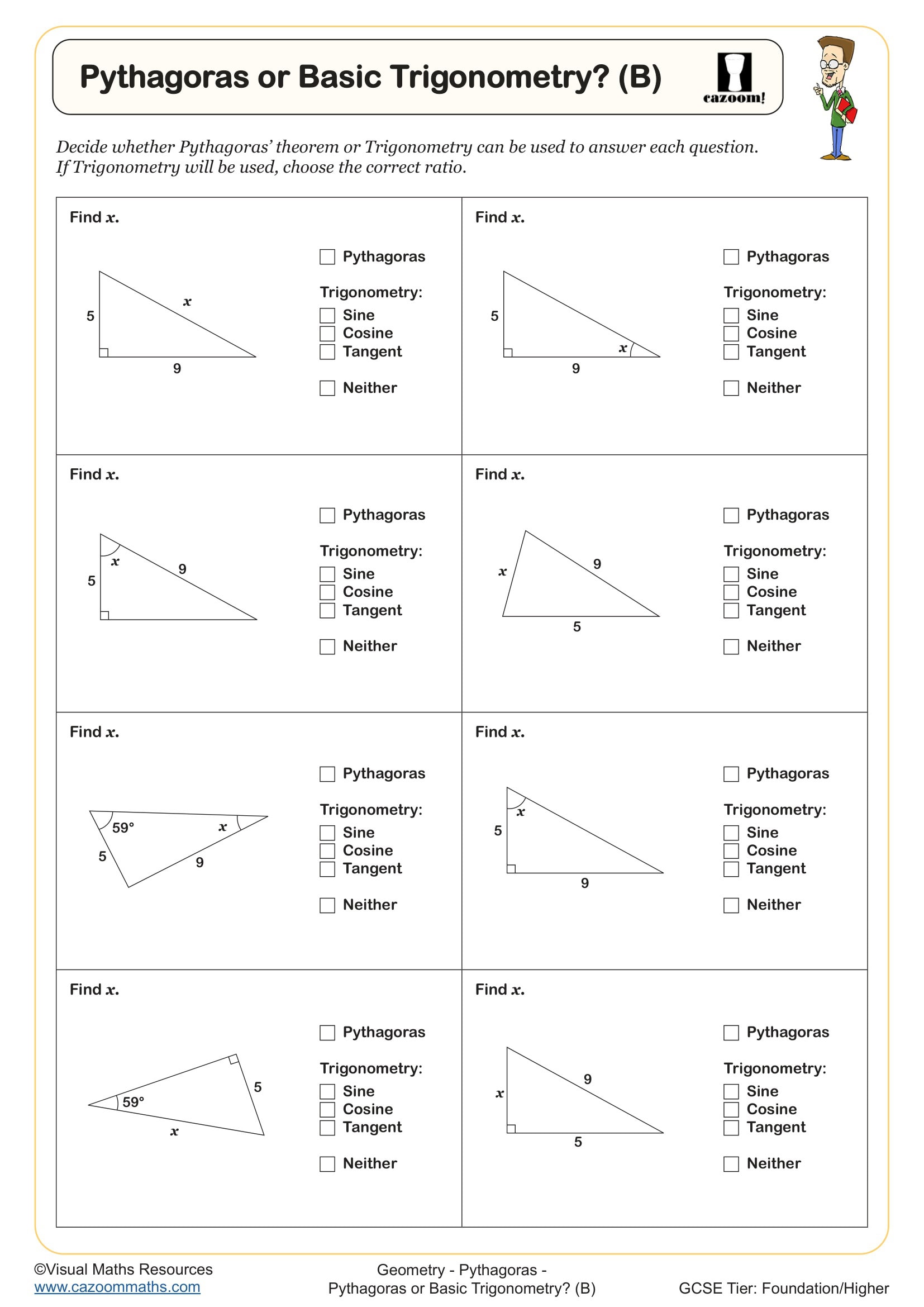 Preview of Pythagoras or Trigonometry? (B)
