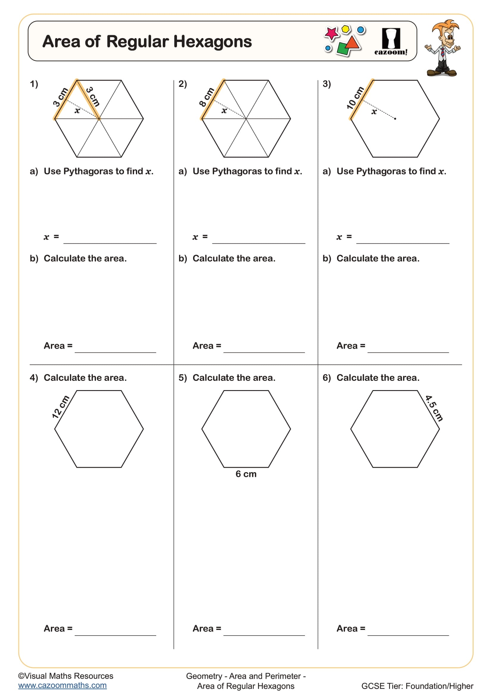 Preview of Area of Regular Hexagons