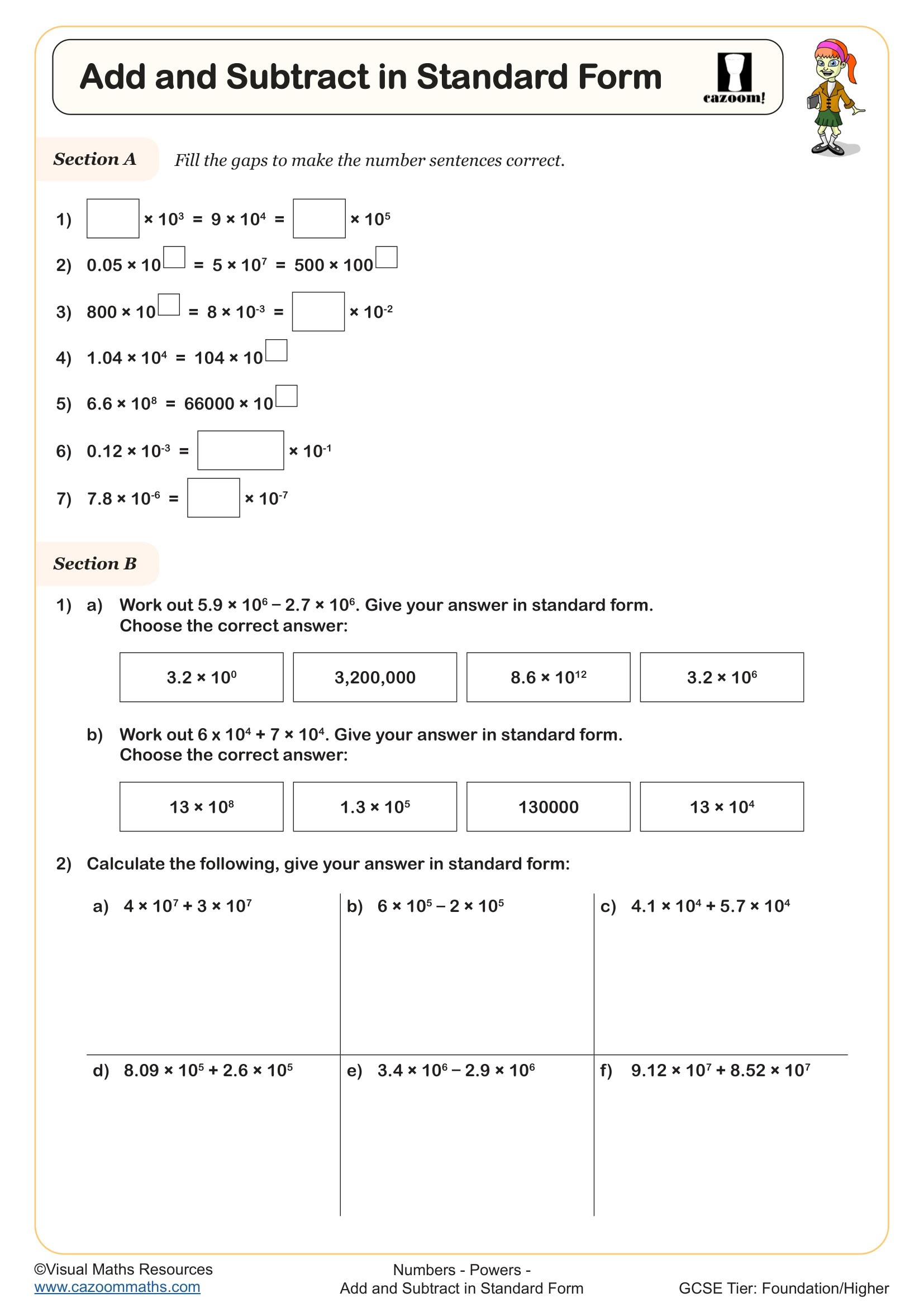 Preview of Add and Subtract in Standard Form
