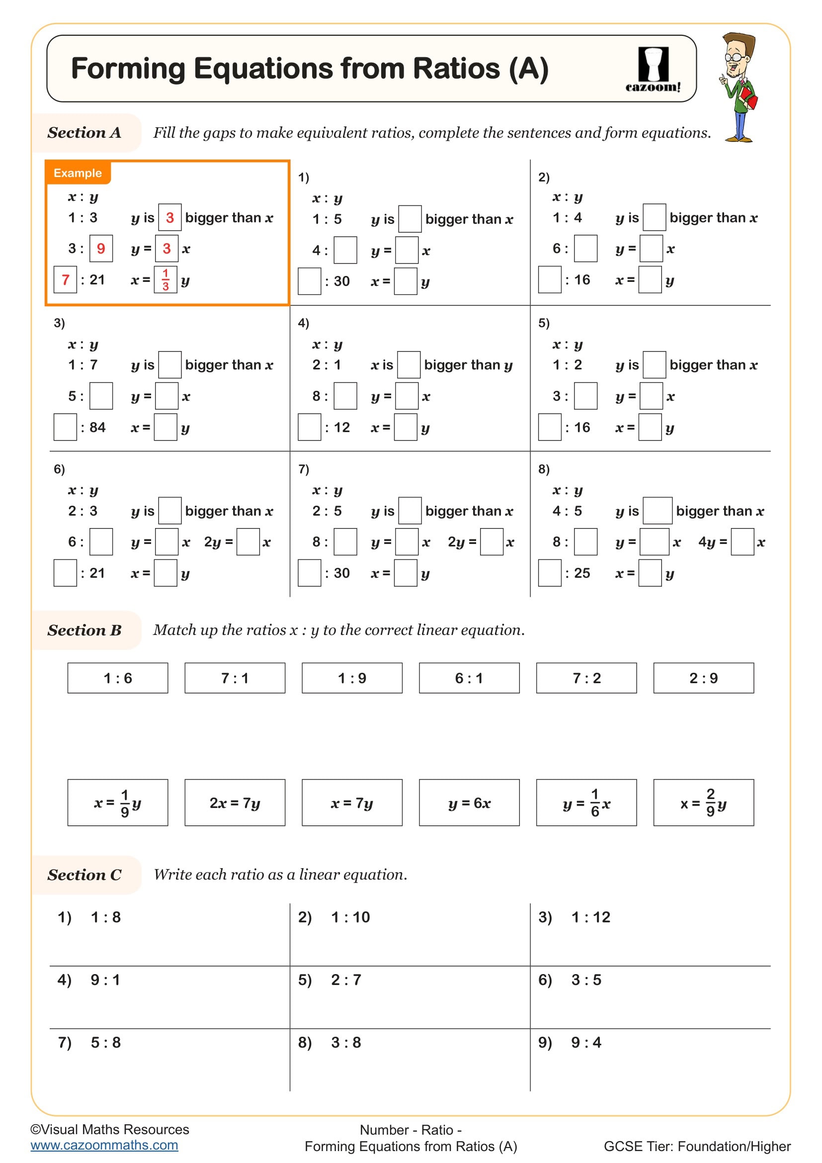Preview of Forming Equations from Ratios (A)