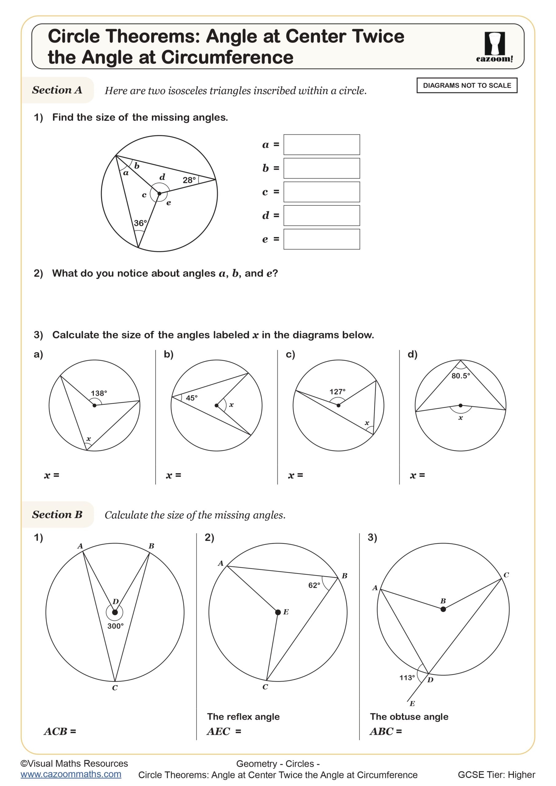 Preview of Circle Theorems: Angle at Center Twice the Angle at Circumference