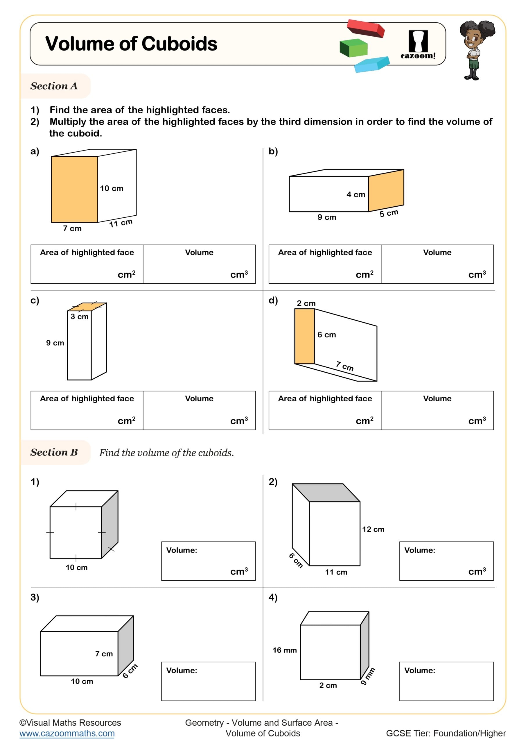 Year 8 Volume & Surface Area Worksheets [FREE]