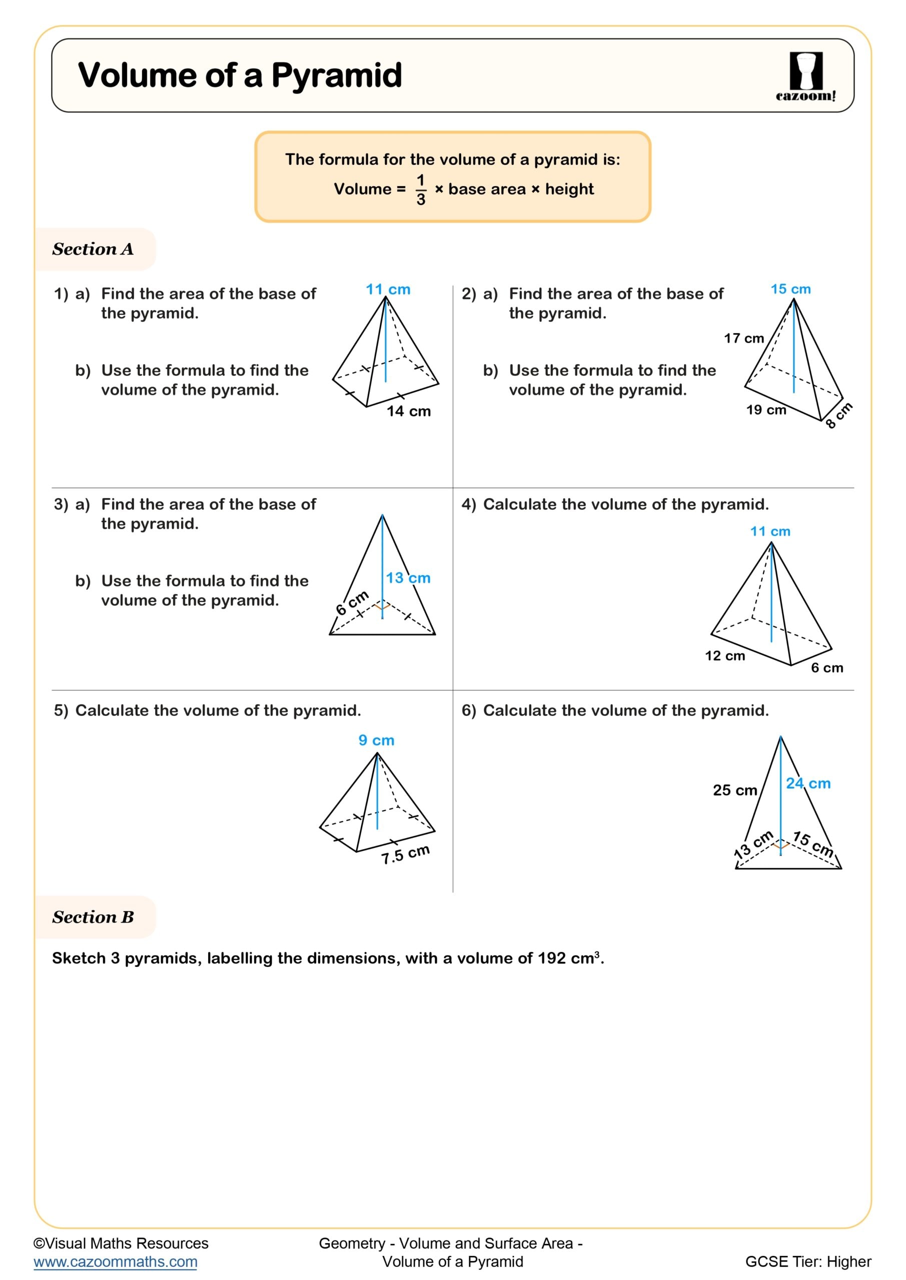 Preview of Volume of a Pyramid