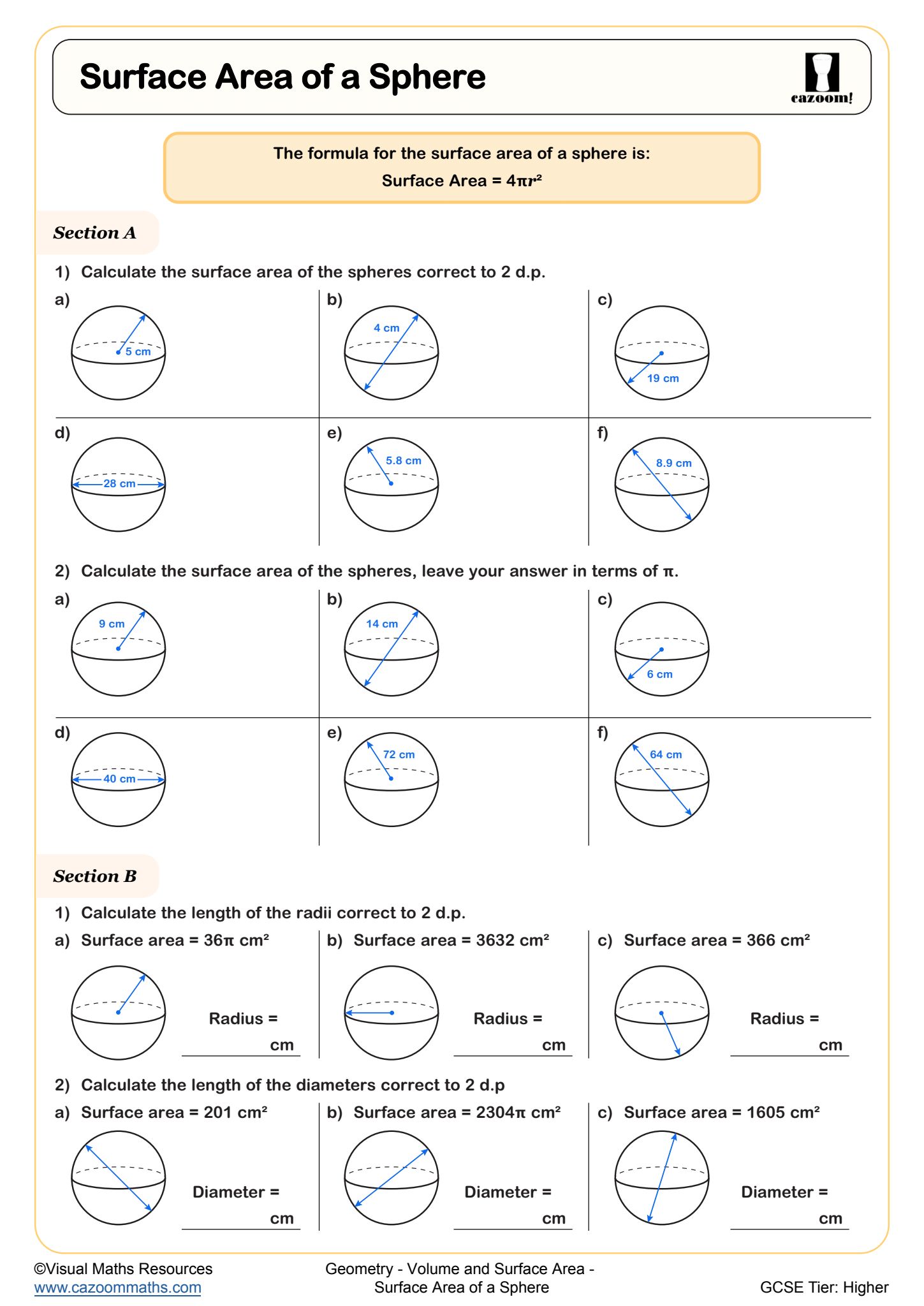 Preview of Surface Area of a Sphere