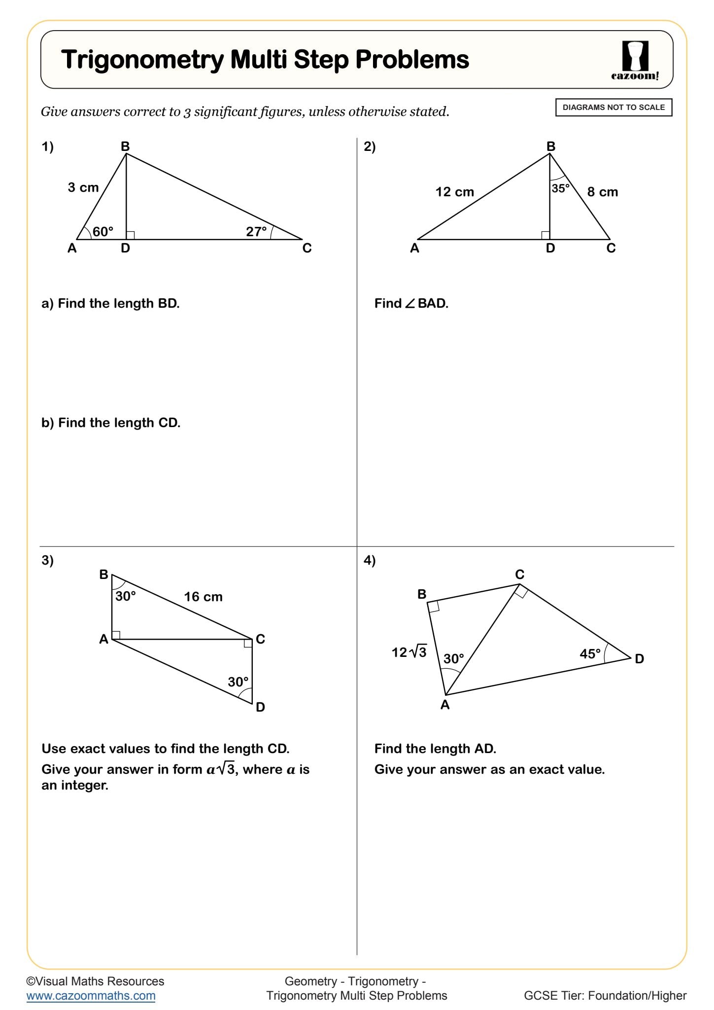 Preview of Trigonometry Multi Step Problems
