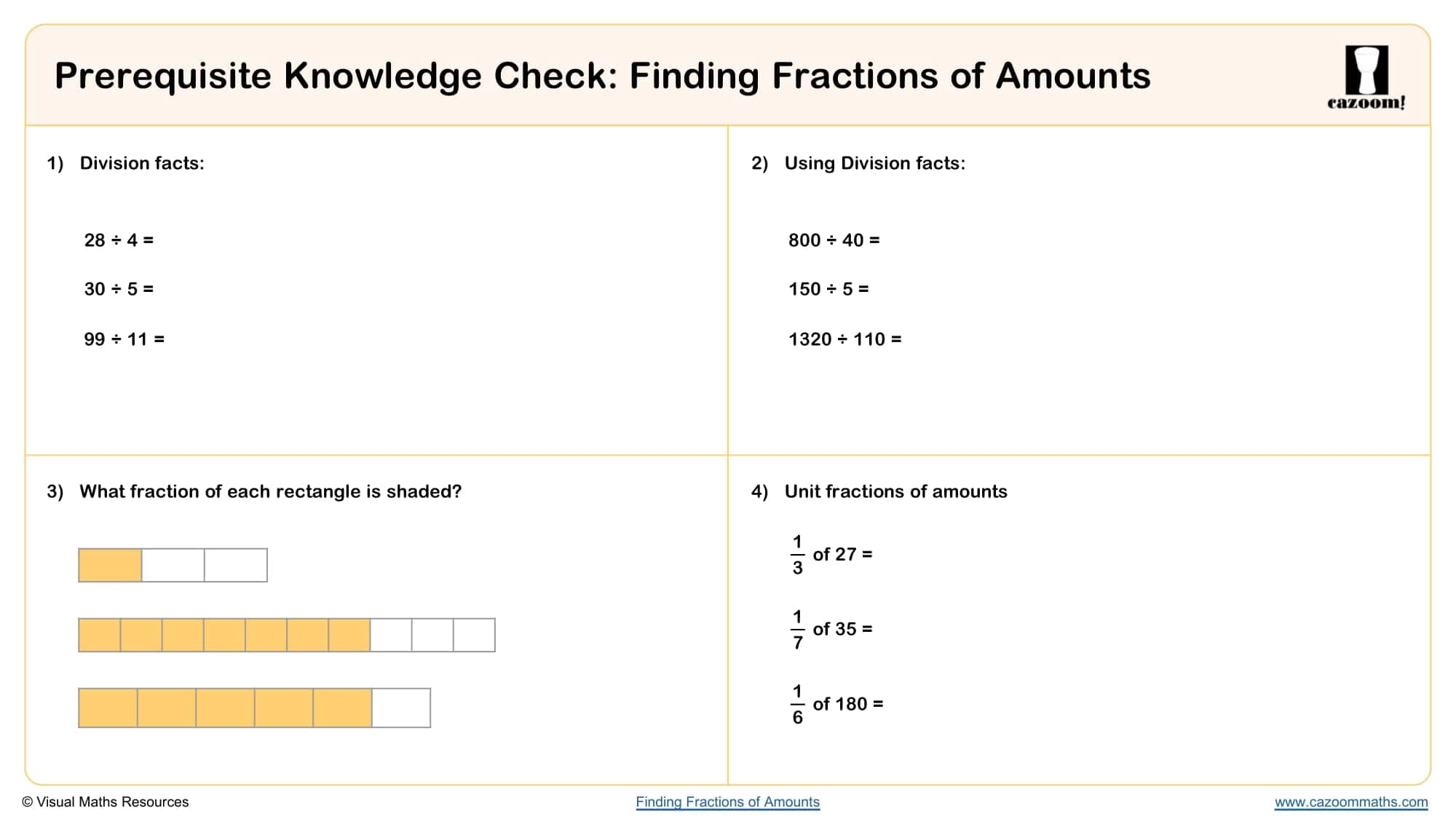 PKC Finding Fractions Of Amounts