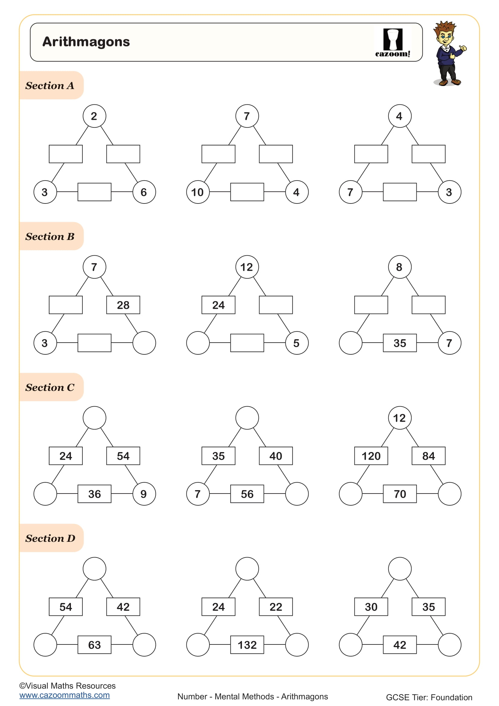Arithmagons worksheet