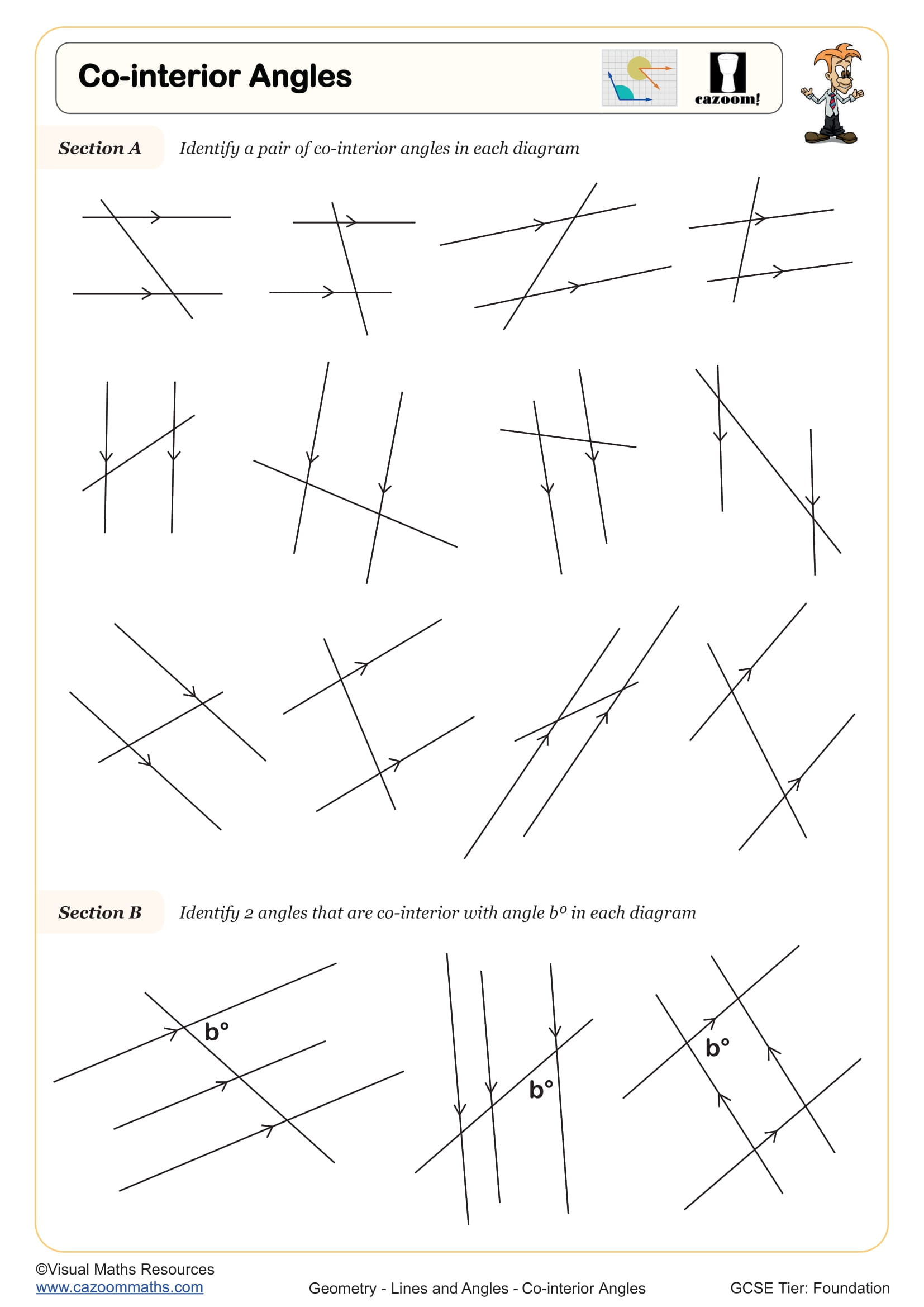 Co-interior Angles Co-interior Angles worksheet
