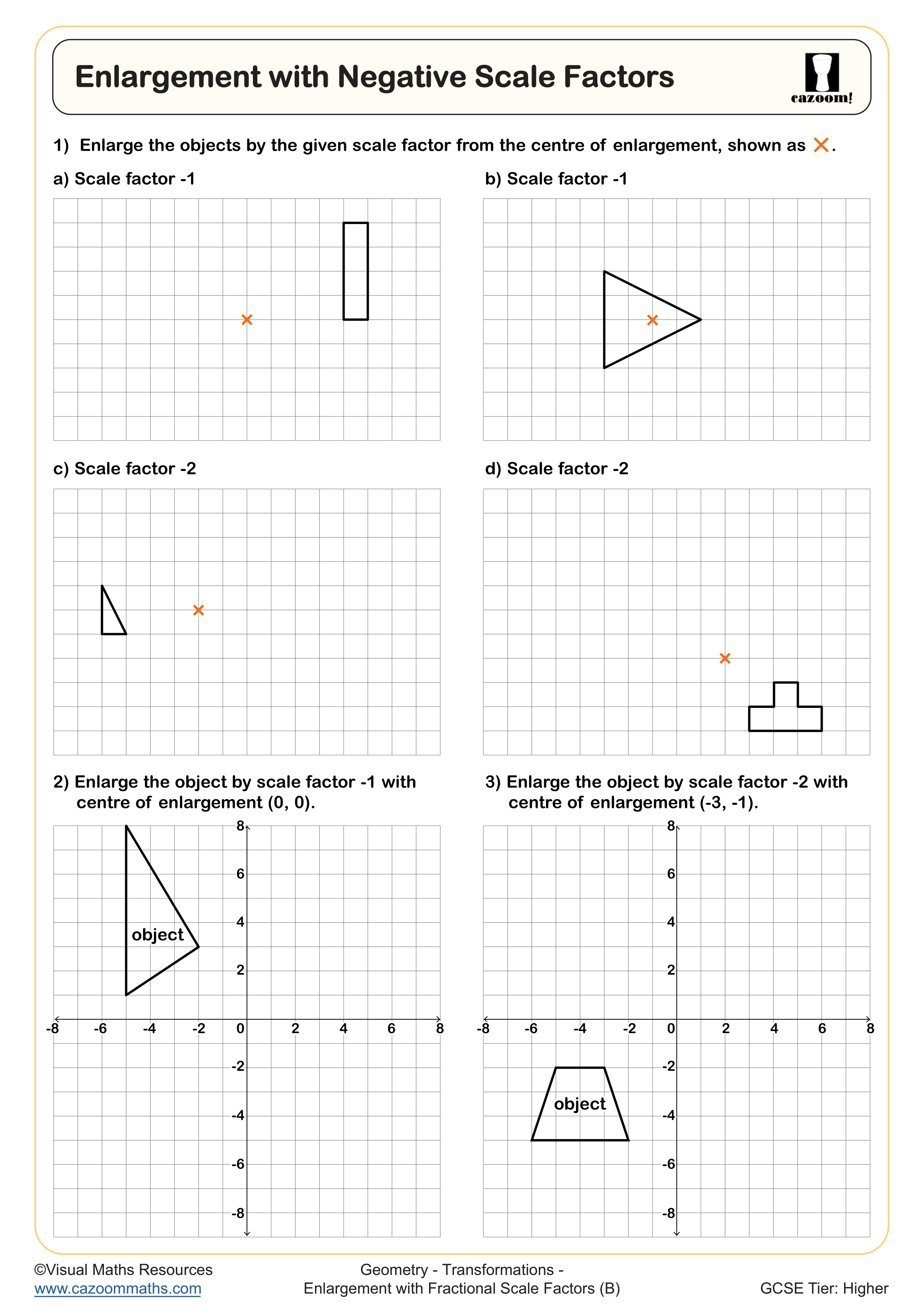 Preview of Enlargement with Negative Scale Factors