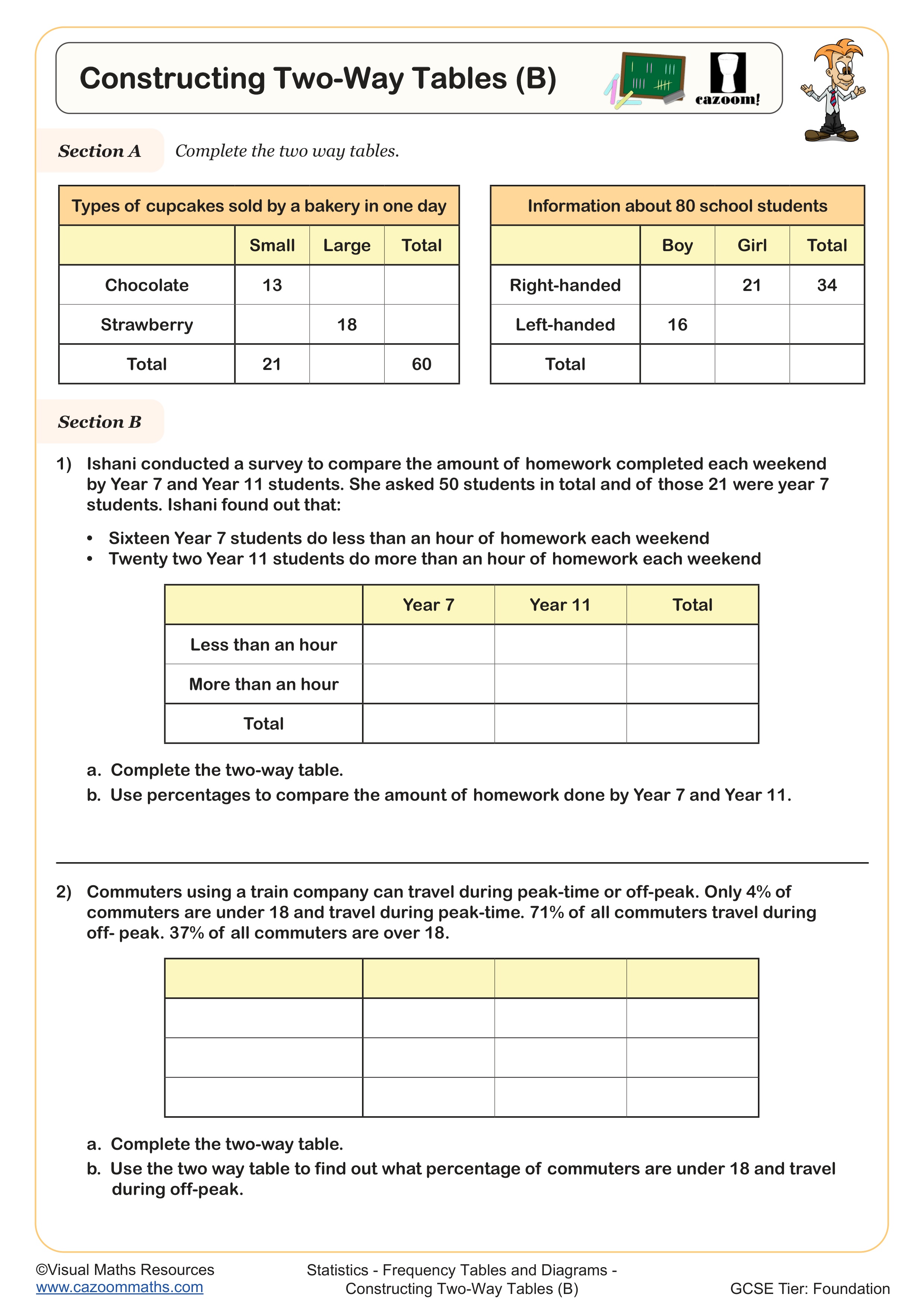 Preview of Constructing Two-Way Tables (B)