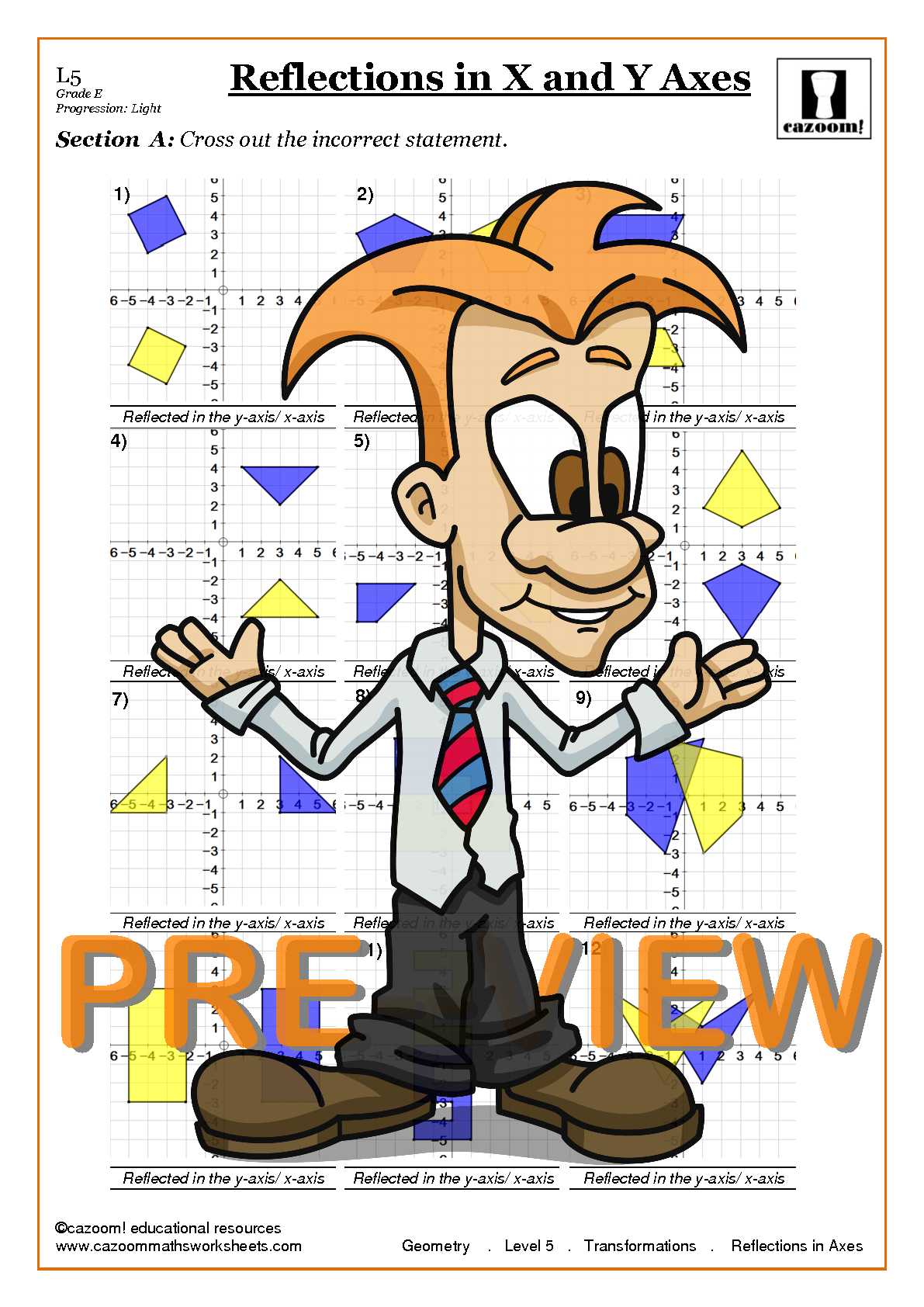 transformations worksheets with answers cazoom maths worksheets