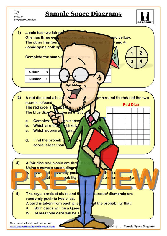 Probability Worksheets KS3 & KS4 | Probability Tree ...