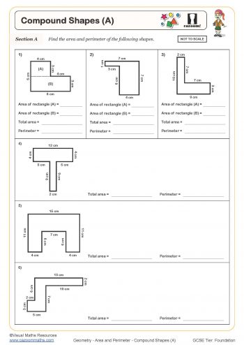 Compound Shapes Worksheet suitable for students in KS3