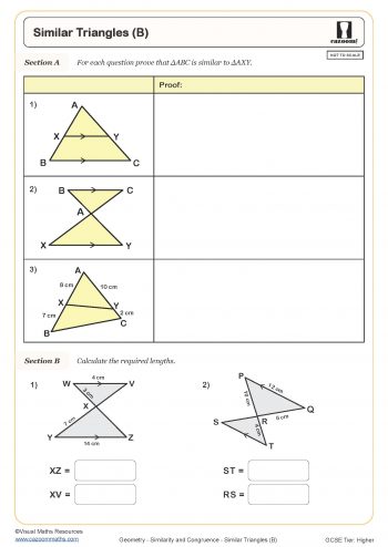 Similar Triangles Worksheet created for students in KS4